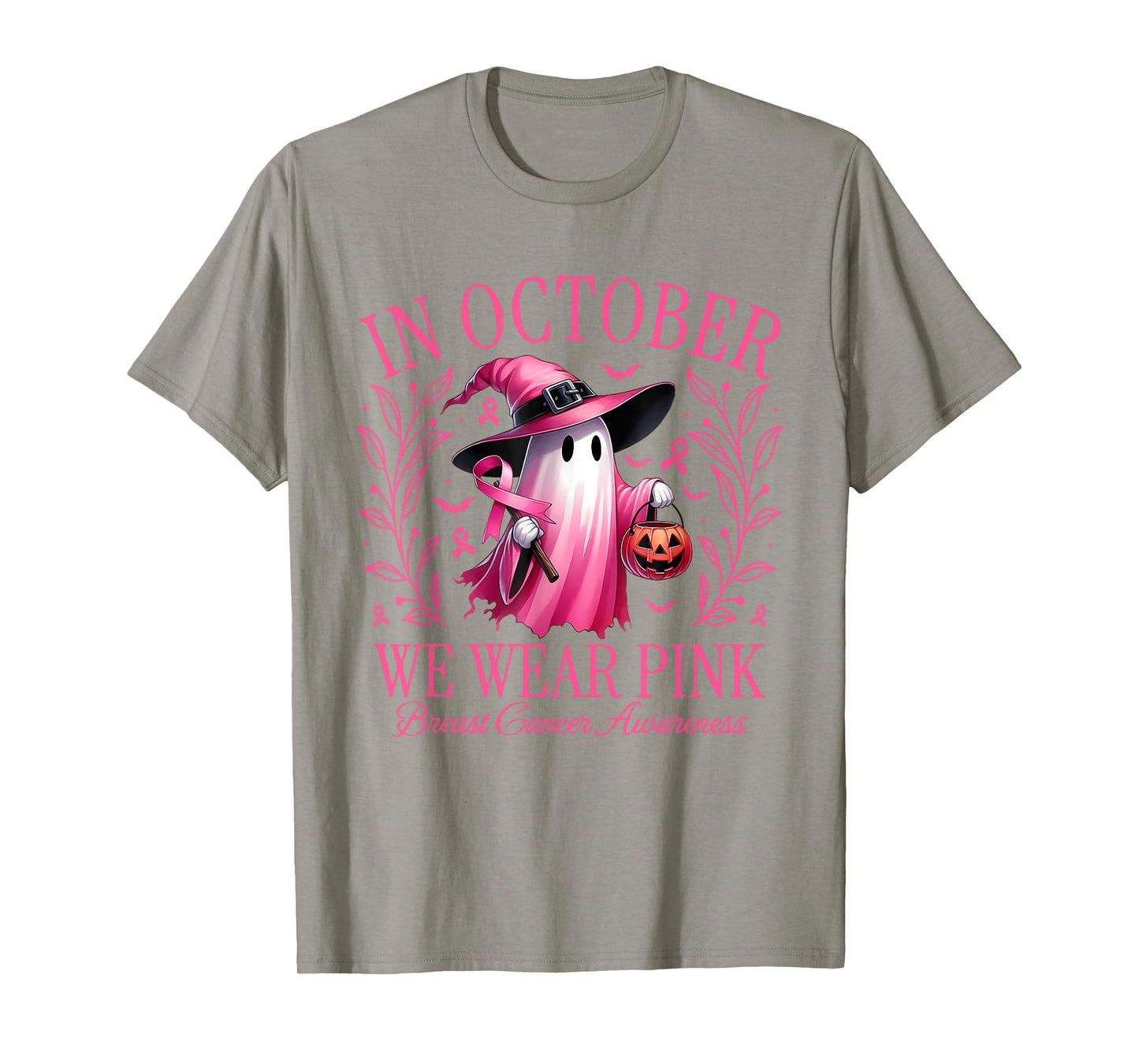 In October We Wear Pink Breast Cancer Awareness Halloween T-Shirt