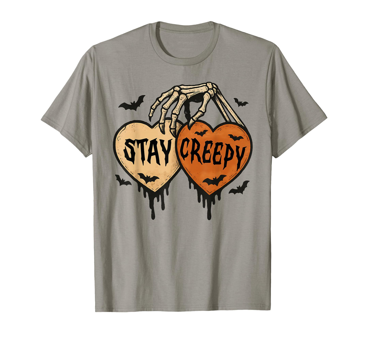 Stay Creepy Dripping Heart Halloween Skeleton Hand Spooky T-Shirt