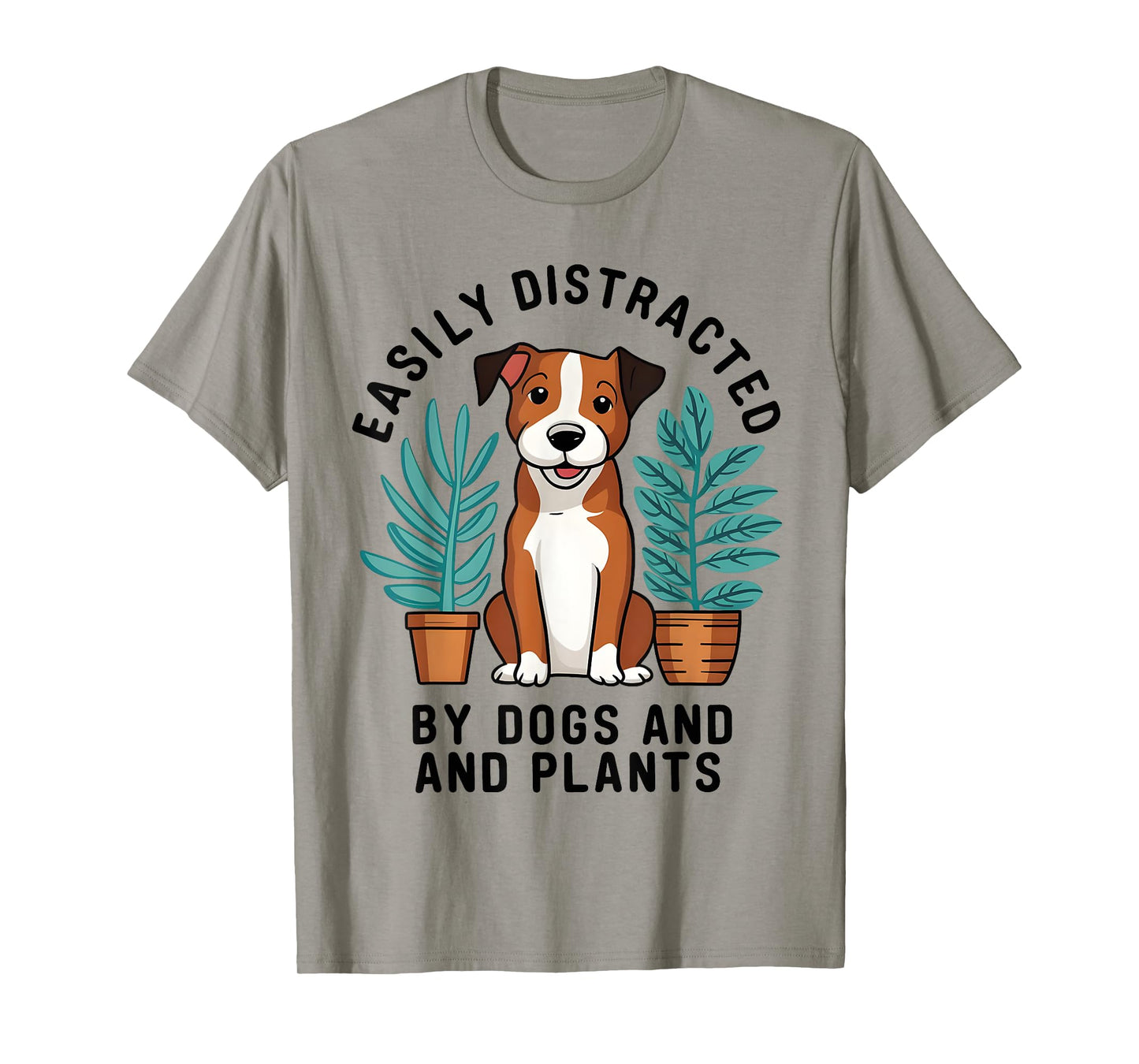 Easily Distracted By Dogs and Plants Gardening Gardeners T-Shirt