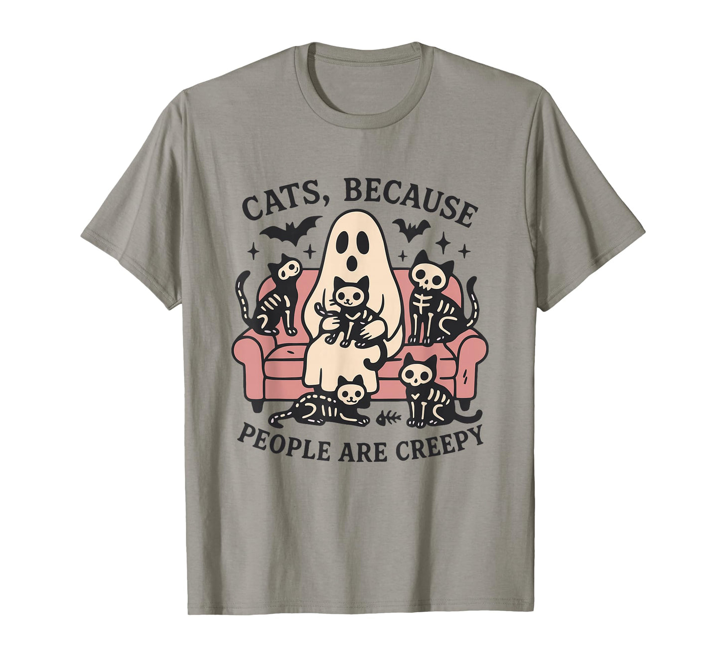 Cats Because People are Creepy Halloween Black Cat Mom Women T-Shirt