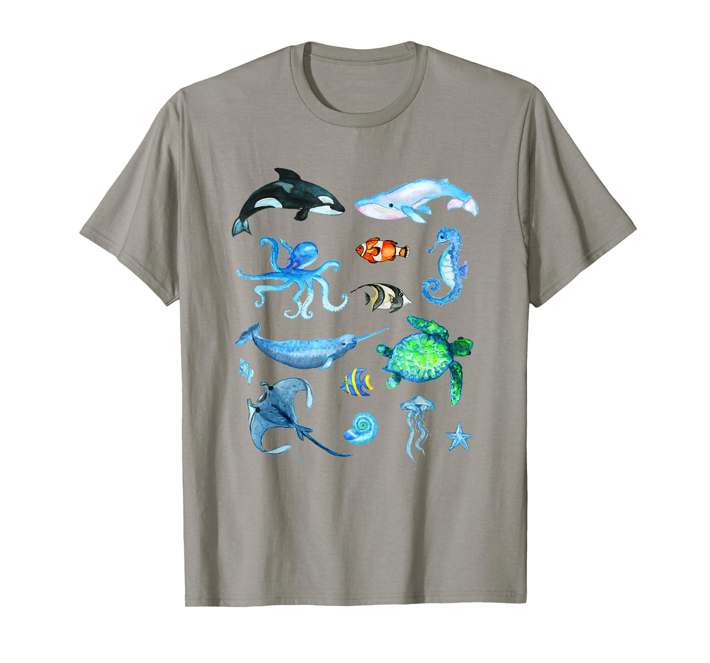 Watercolor Sea Animals Kids Ocean Wildlife T-Shirt