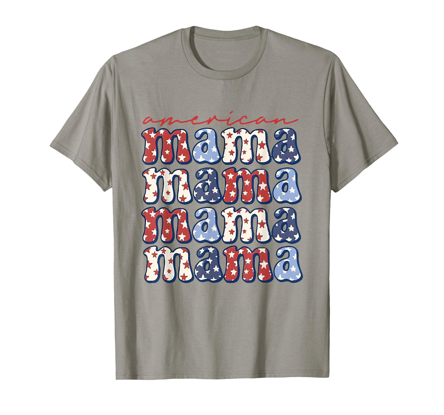 Retro Groovy American Mama 4th Of July Patriotic Mom Women T-Shirt