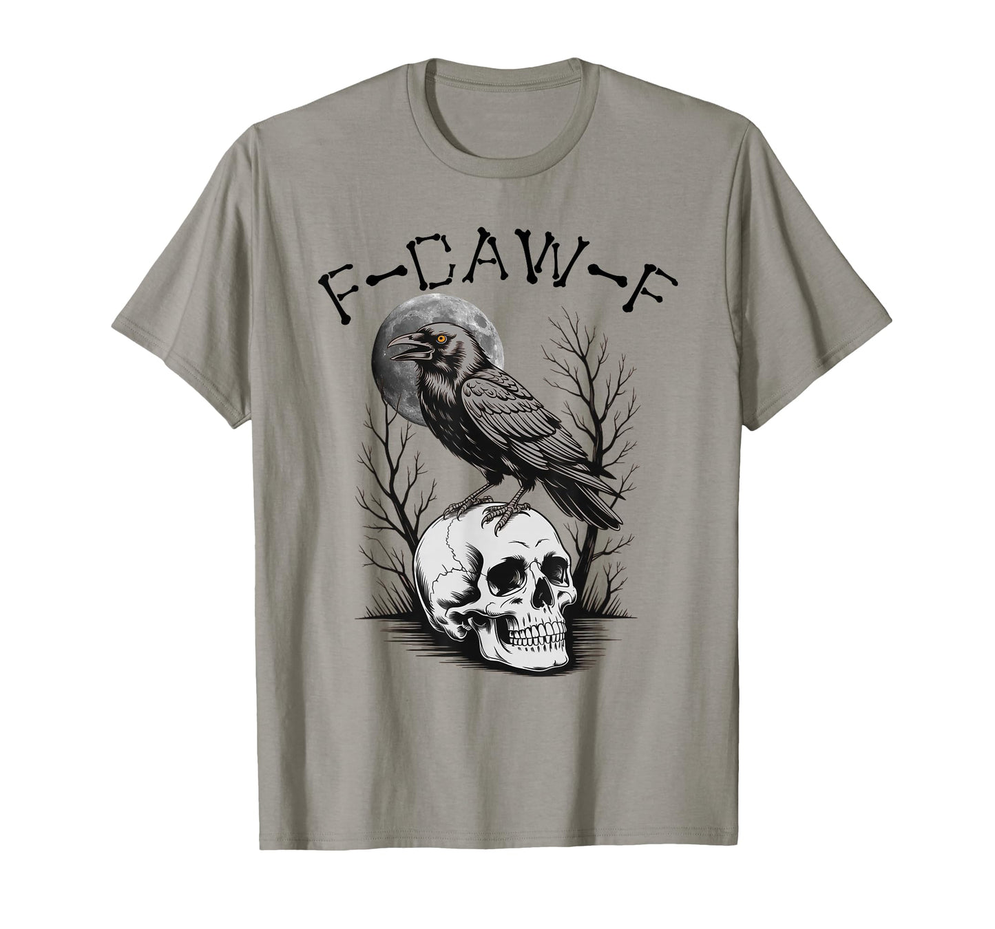 (ON Back) Black Crow, F-Caw-F Funny Black Bird Moon Gothic T-Shirt