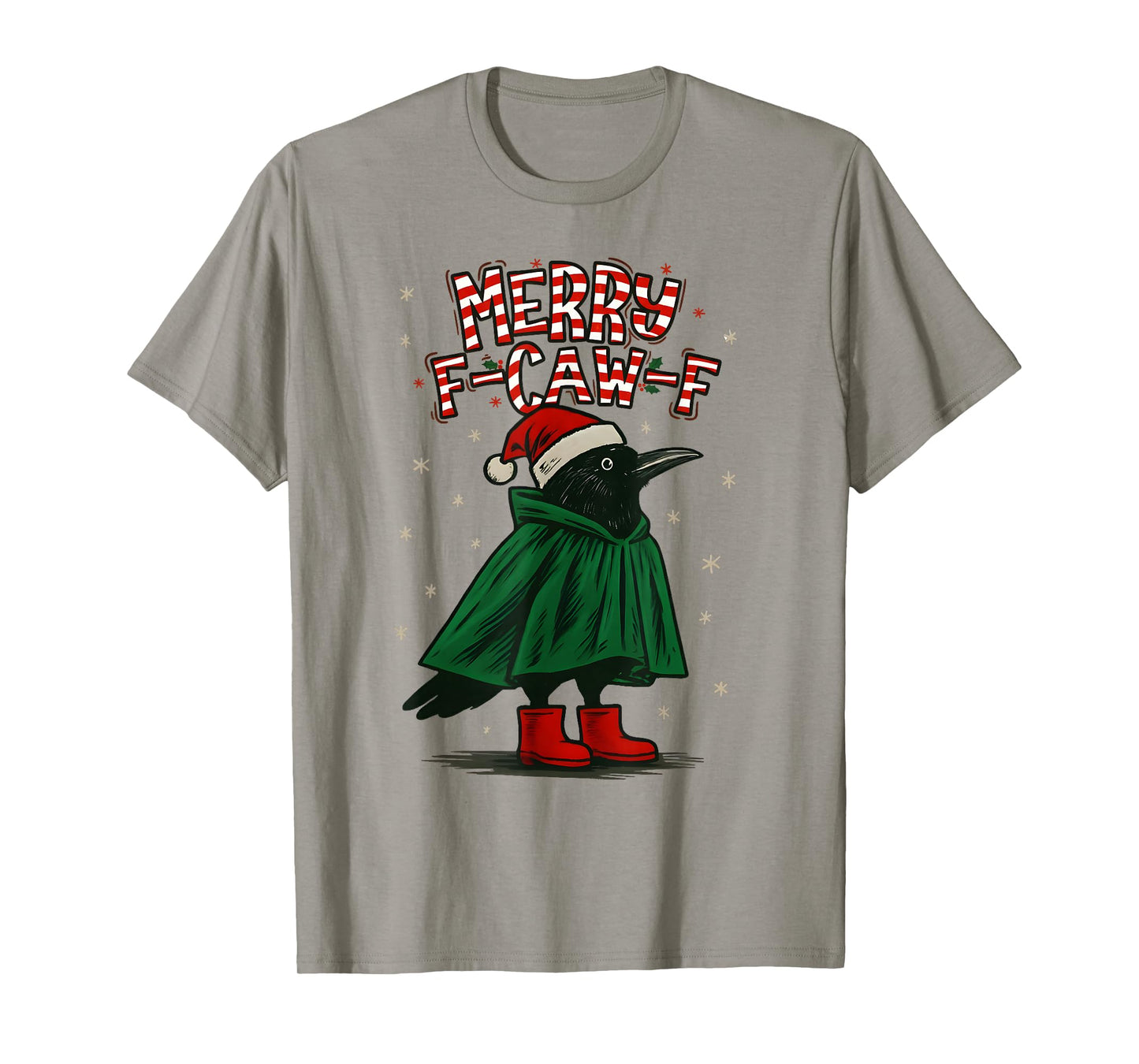 Merry Christmas F-Caw-F Crow Santa Black Bird Xmas Raven T-Shirt