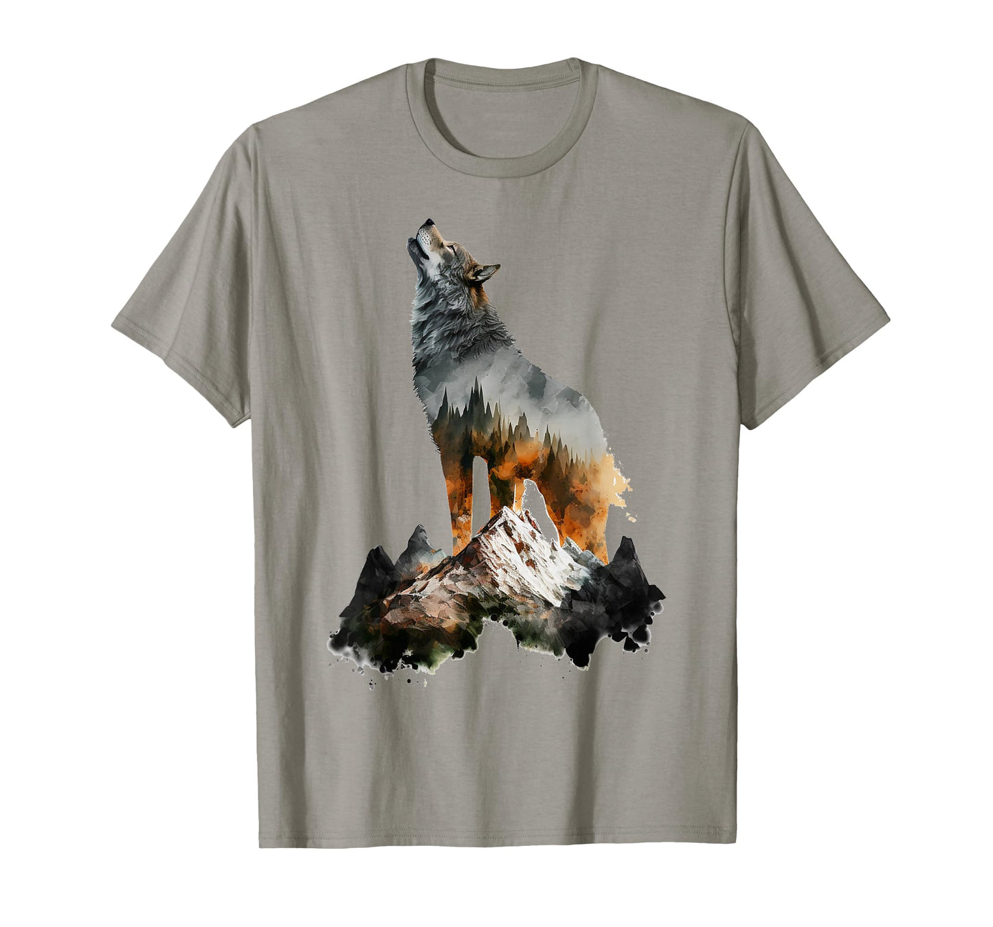 Wolf Howls Mountains Nature Animal Art Animal Lovers Wolf T-Shirt