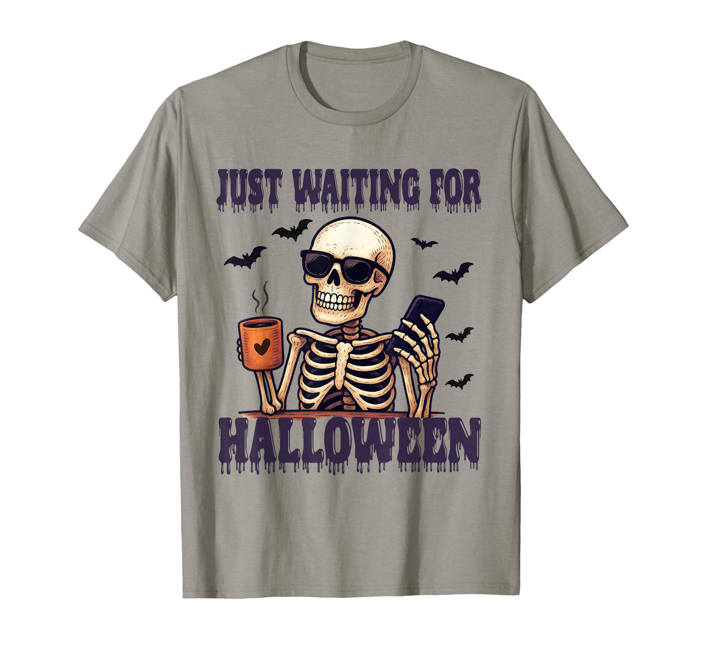 Just Waiting for Halloween Funny Spooky Skeleton Halloween T-Shirt