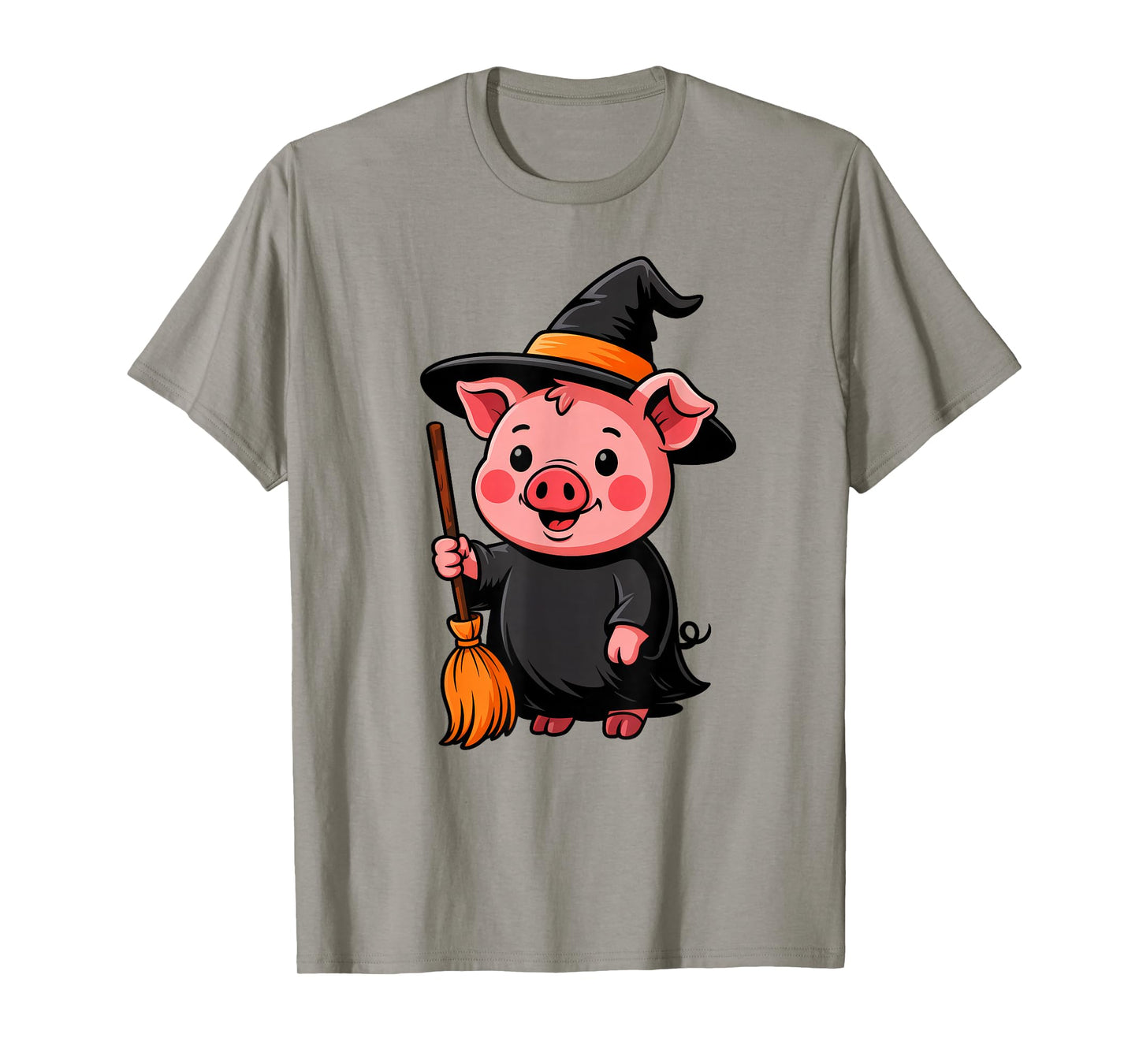 Cute Halloween Pig Witch Hat Women Girls Farmer Pig Lover T-Shirt