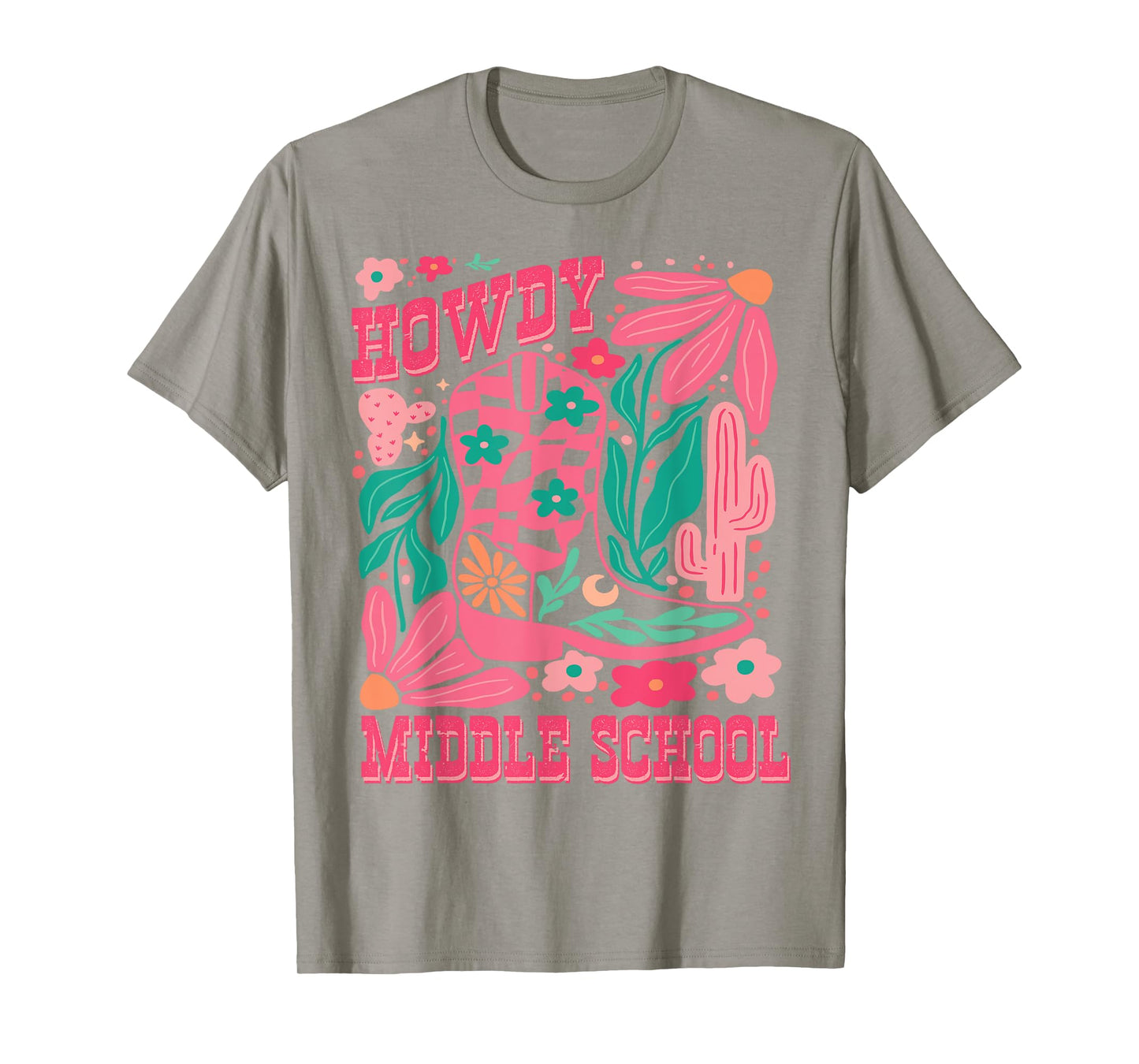 Howdy Middle School Western Girl Country Rodeo Pink Cowgirl T-Shirt