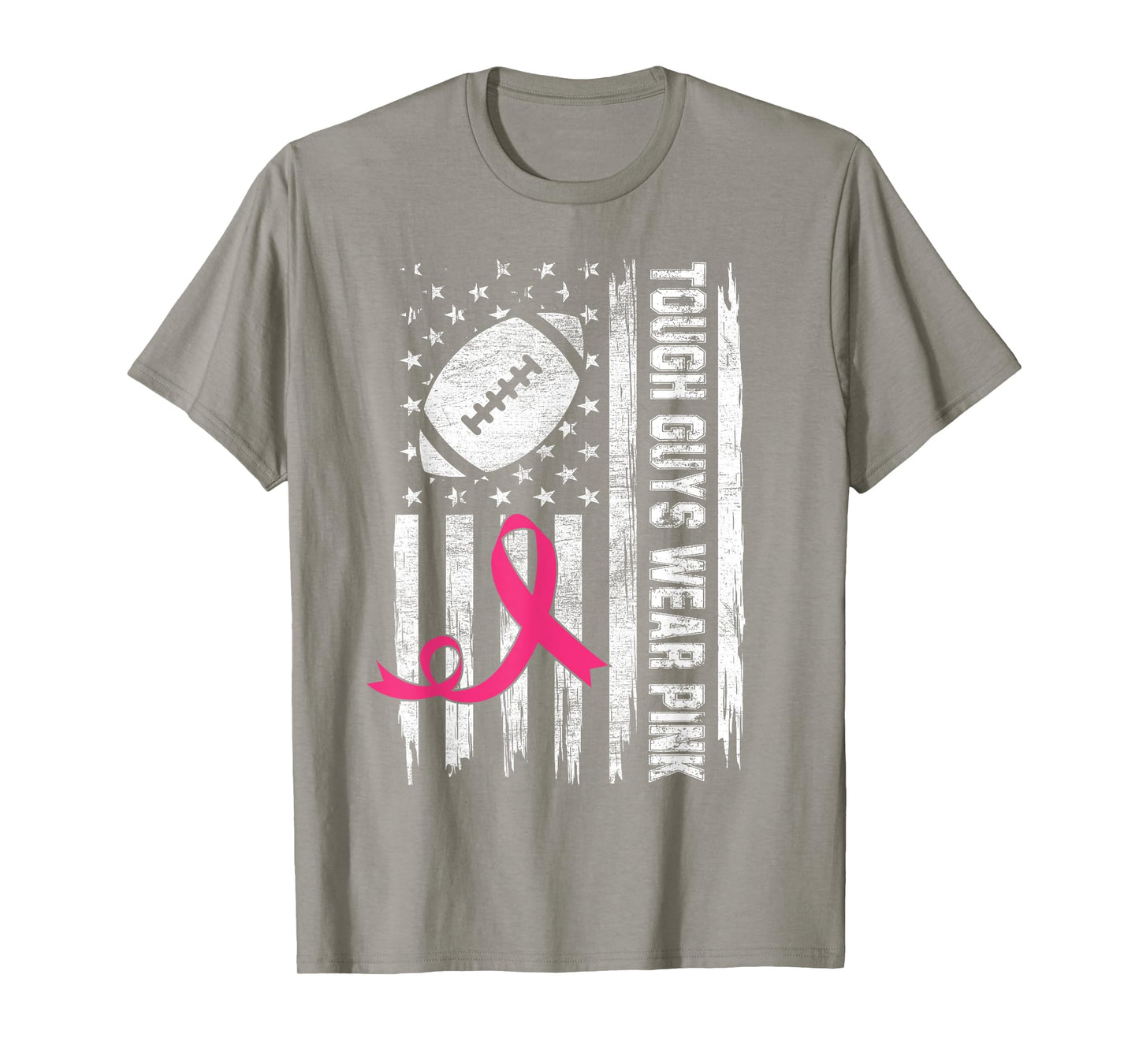 Tough Guys Wear Pink Breast Cancer Football American Flag T-Shirt for Women Kids Men