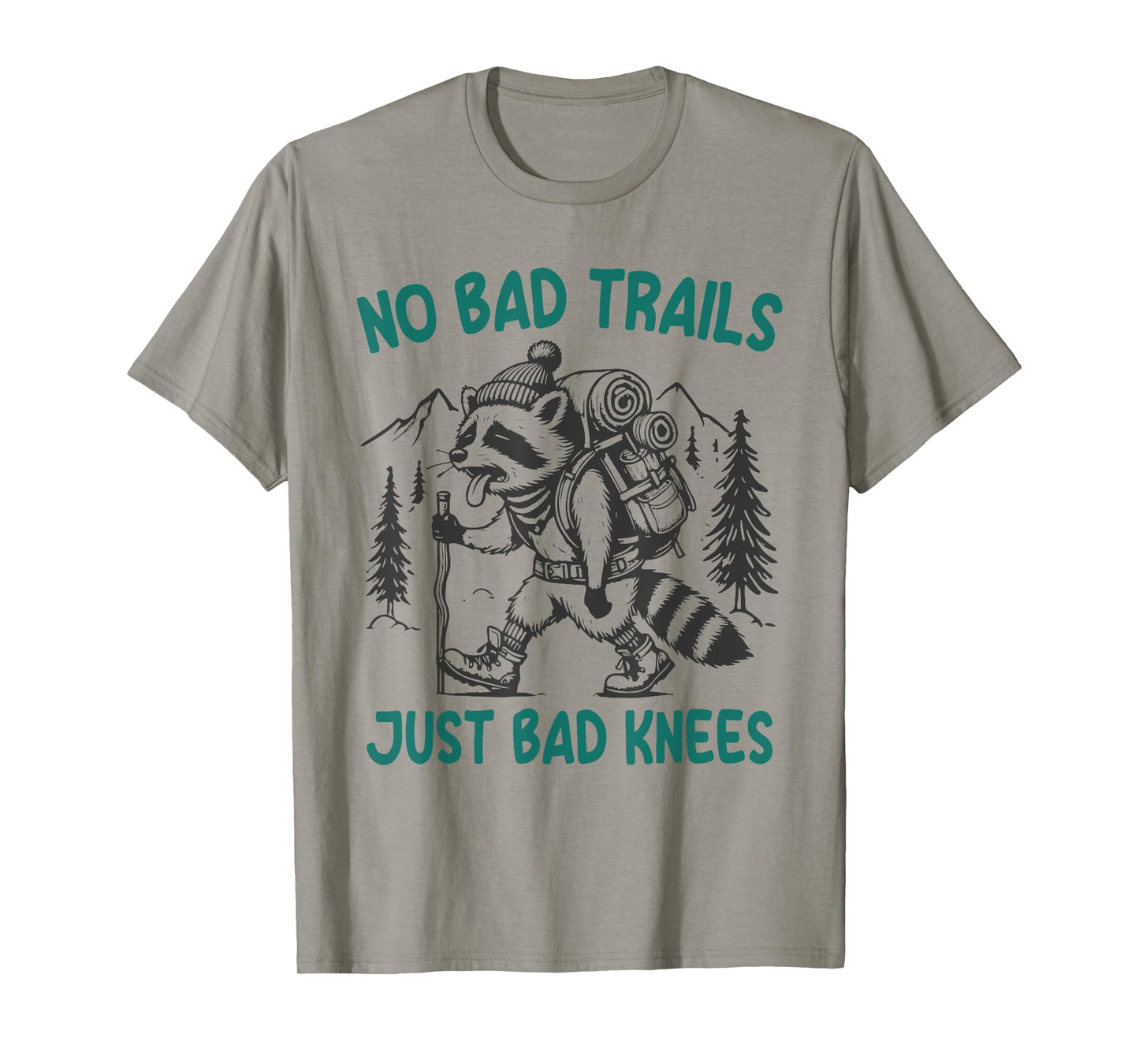 Vintage No Bad Trails Just Bad Knees Hiking Bear T-Shirt