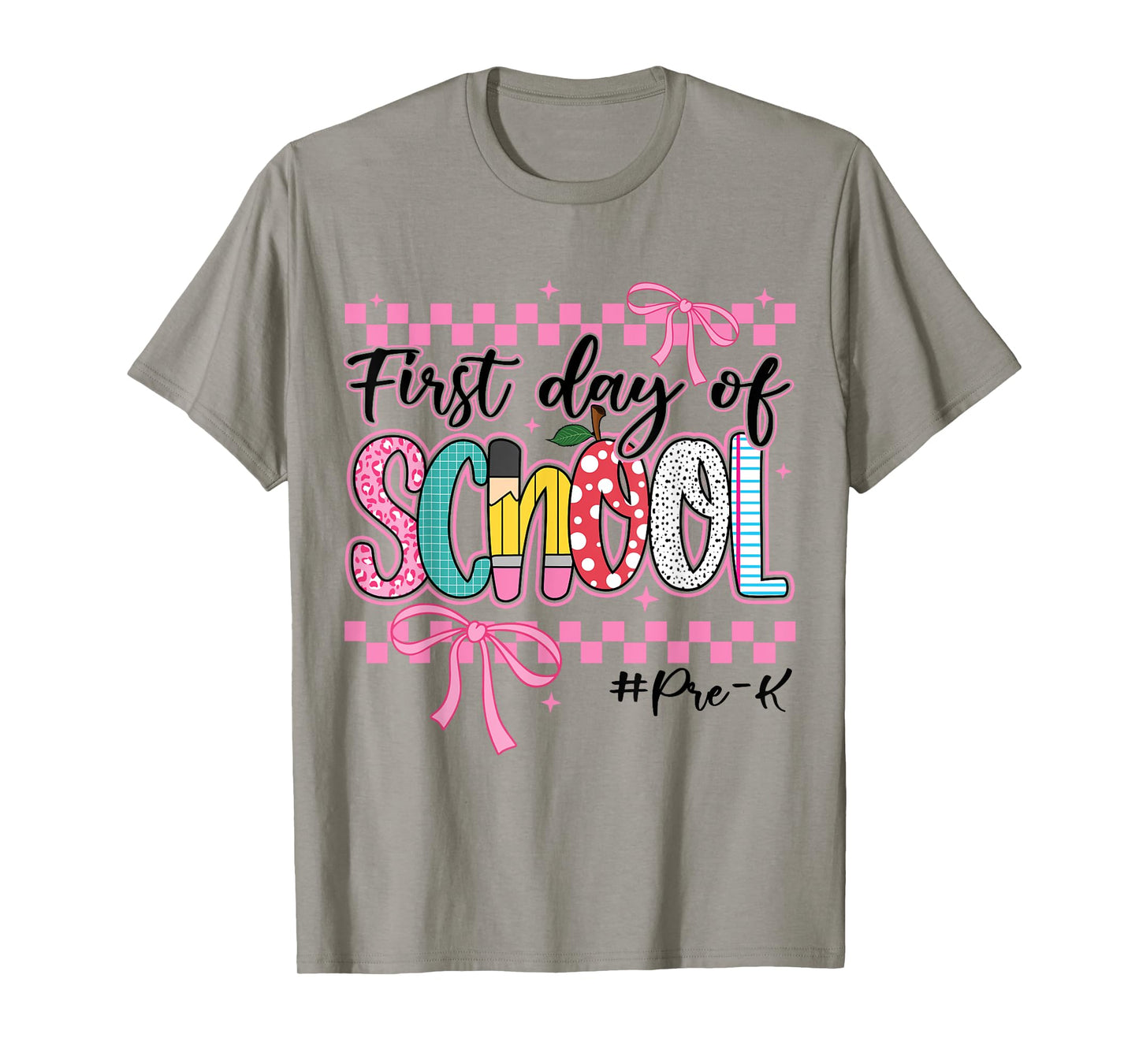 First Day of Pre-K Kids Girl Bow Back To School Retro Prek T-Shirt