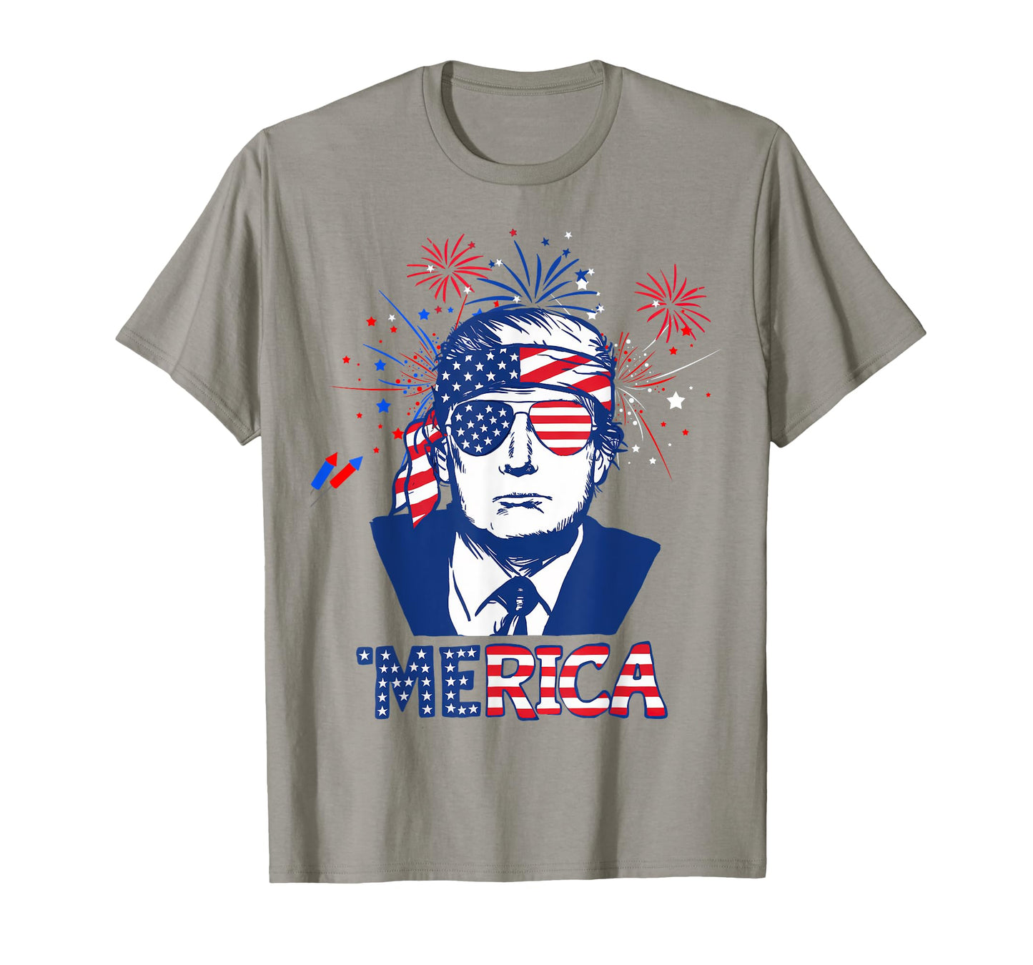 'MERICA TRUMP Happy 4th Of July Trump American Flag Women Men T-Shirt