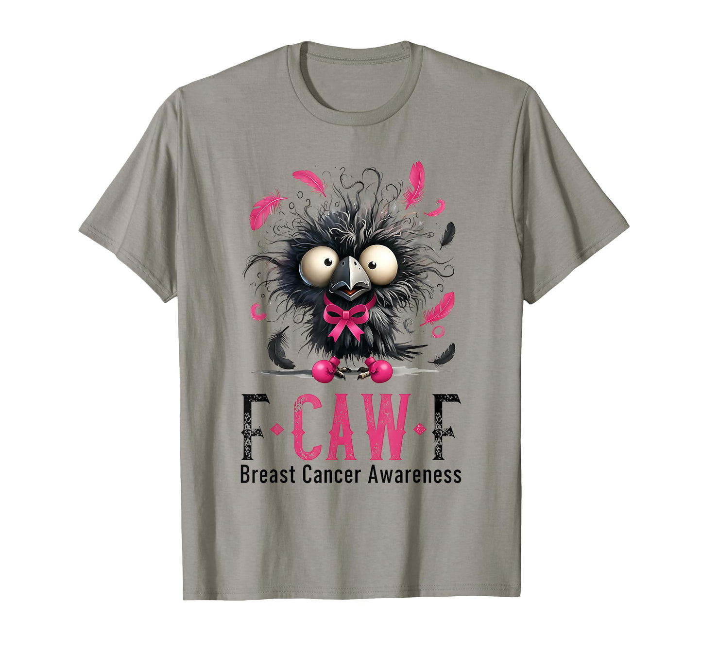 F-Caw-F Pink Ribbon Raven Moon Gothic Crow Breast Cancer T-Shirt