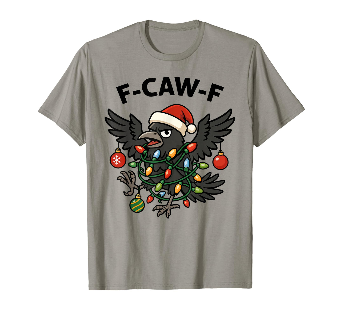F-Caw-F Crow Christmas Lights Santa Hat T-Shirt