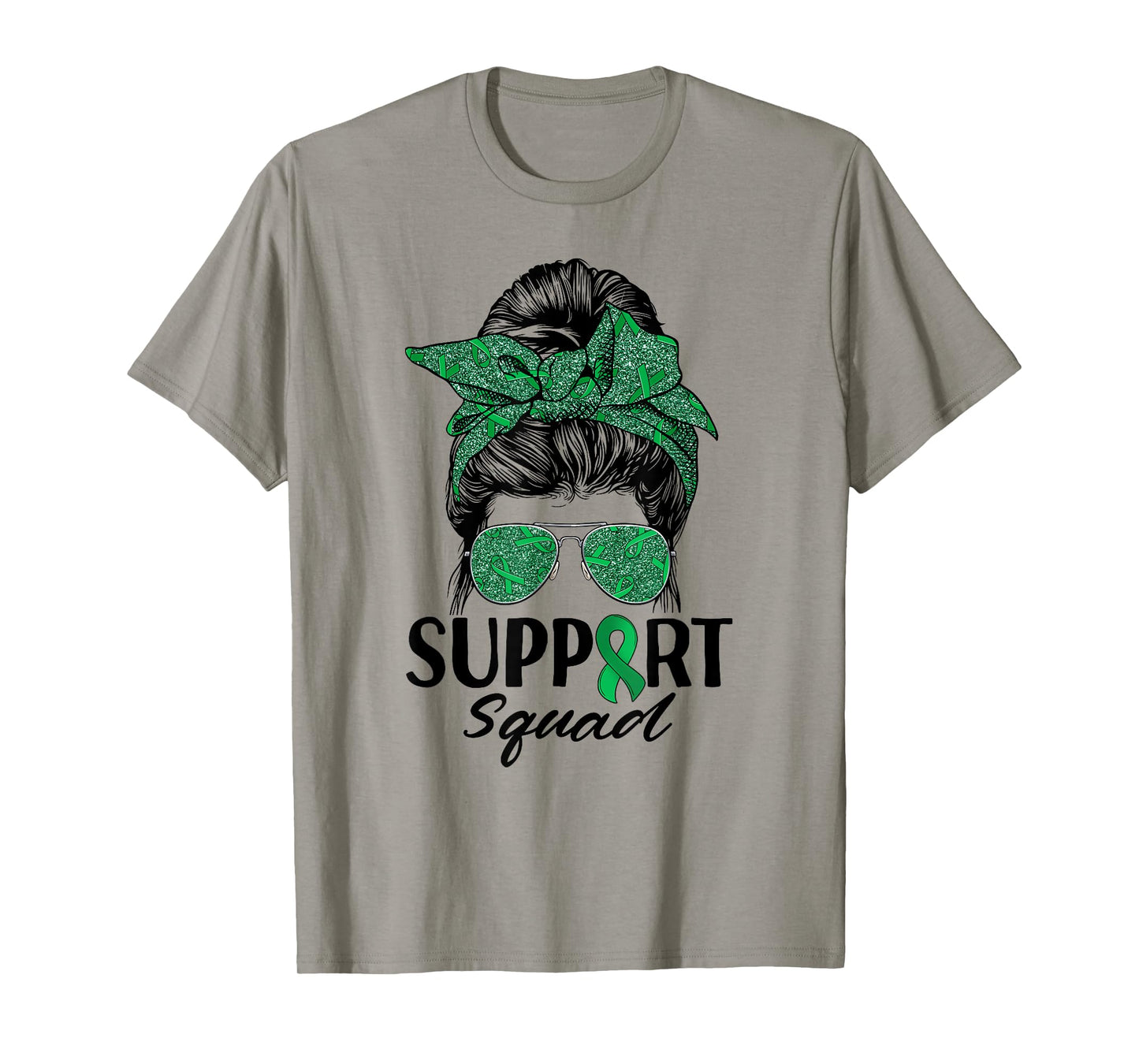 Messy Bun Sunglasses Support Squad Liver Disease Awareness T-Shirt
