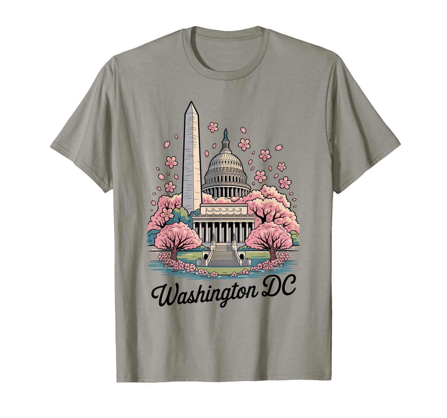 Washington DC Cherry Blossoms Landmark Art Souvenir T-Shirt