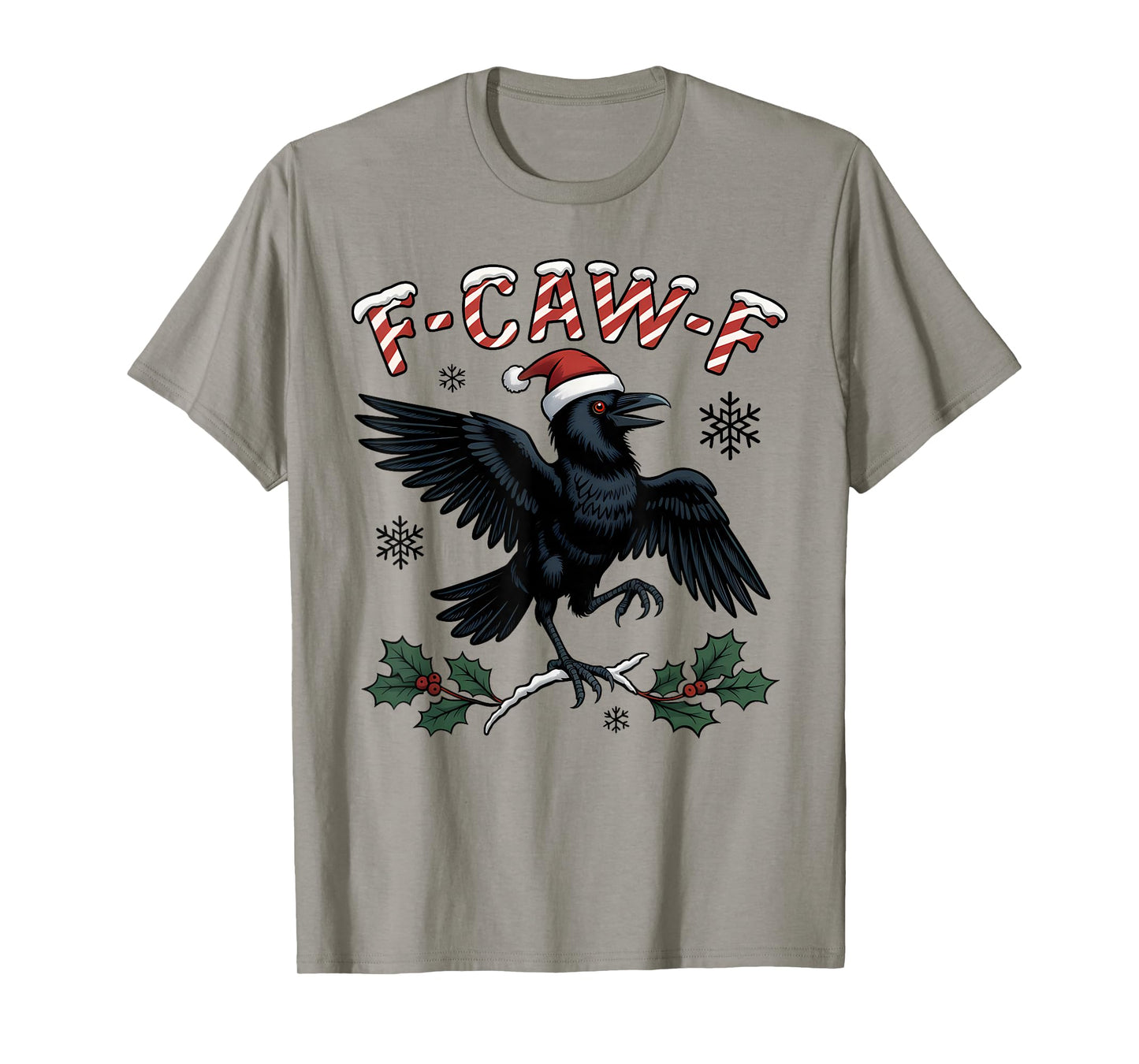 F-CAW-F Funny Christmas Crow Raven Santa Hat Holiday Humor T-Shirt