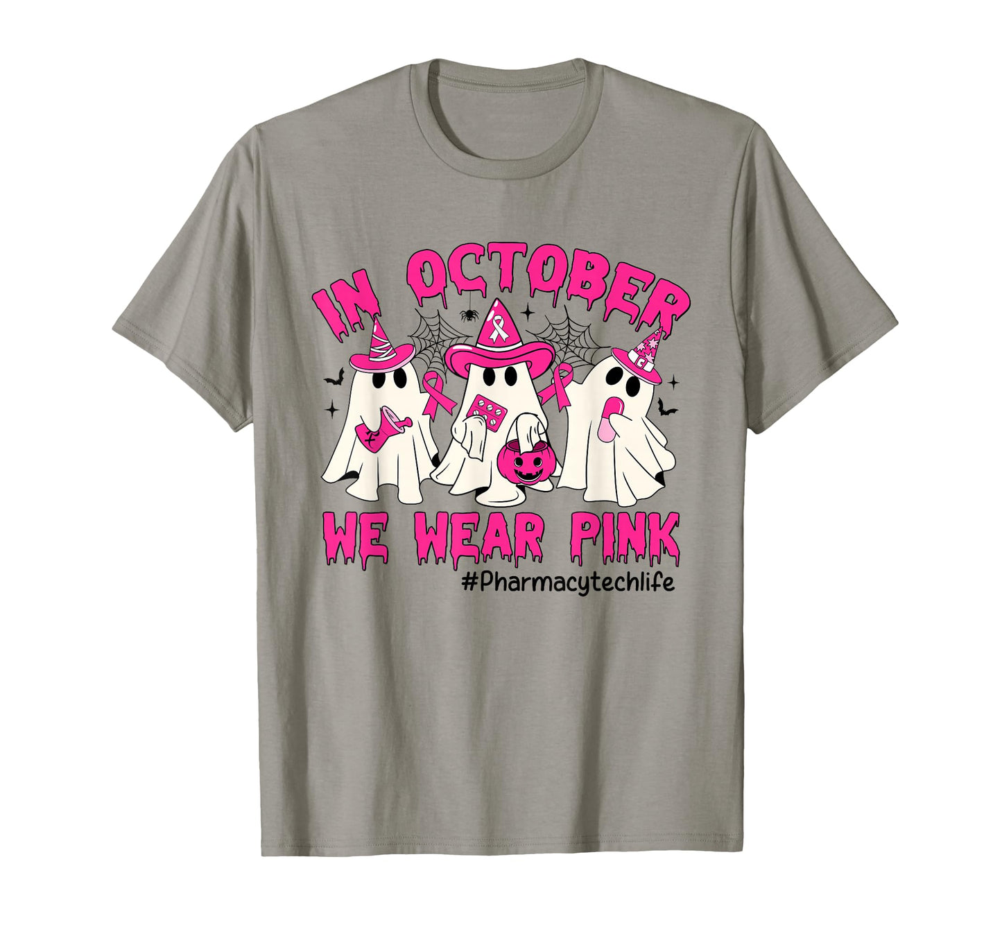 In October We Wear Pink Pharmacy Tech Life Breast Cancer T-Shirt