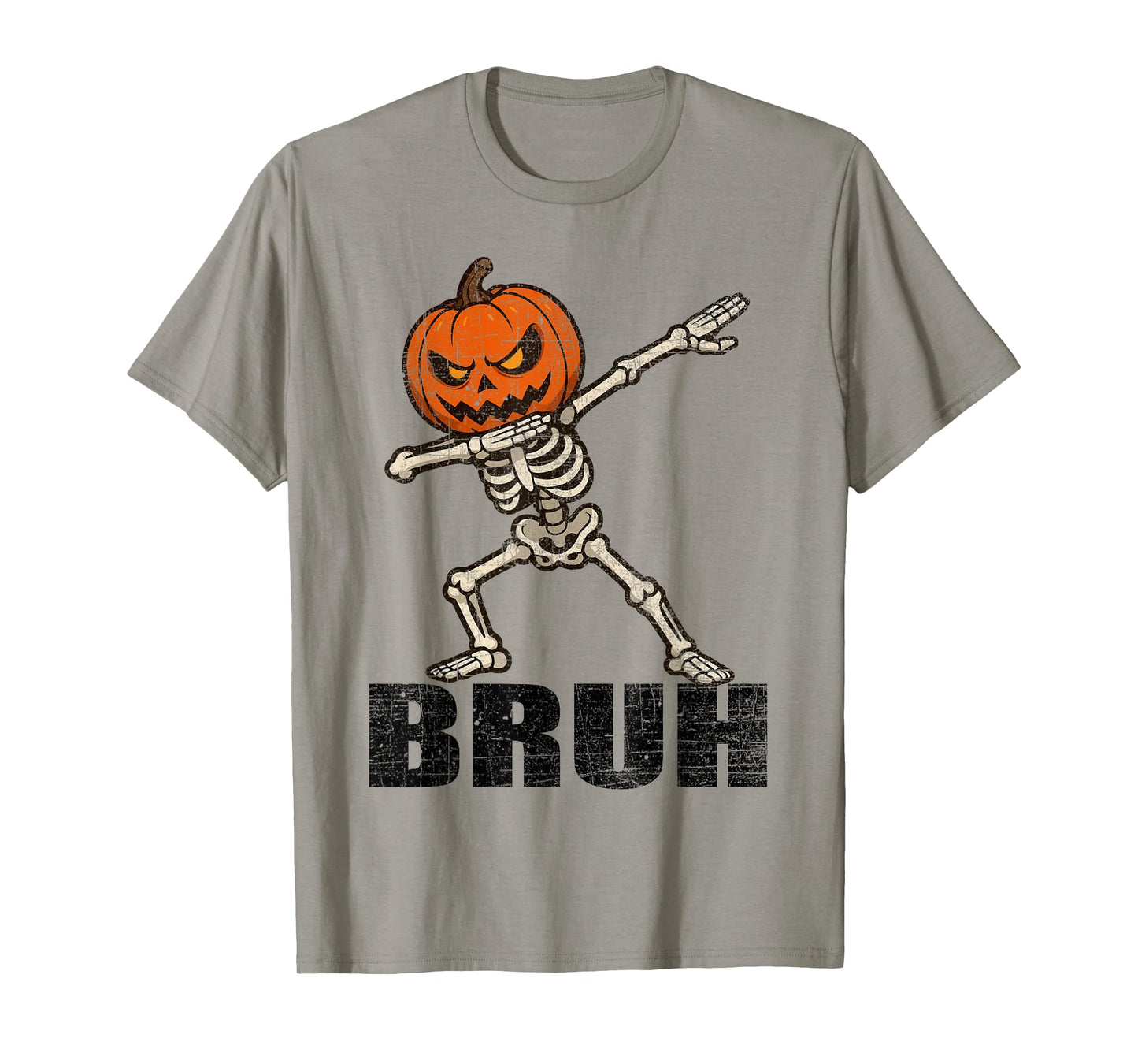 Bruh Skeleton Halloween Dabbing Boys Pumpkin Jack O Lantern T-Shirt