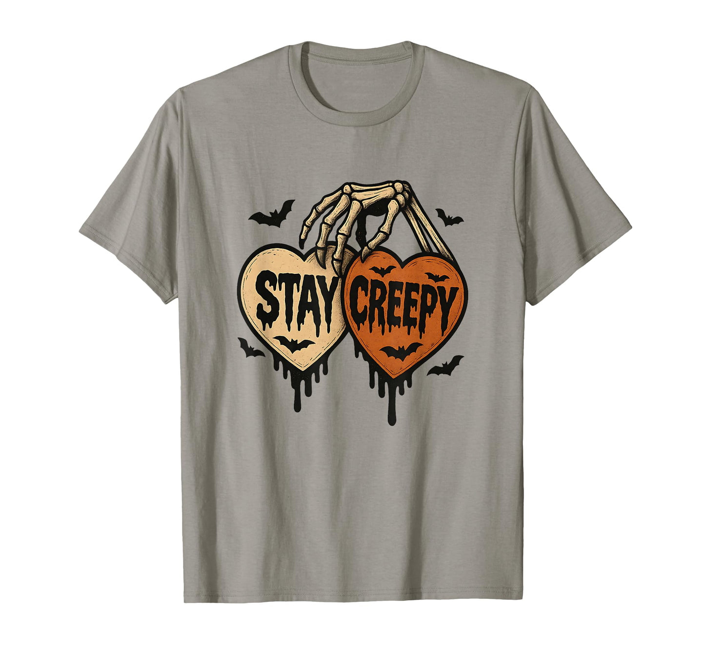 Spooky Stay Creepy Gothic Skeleton Heart Graphic T-Shirt
