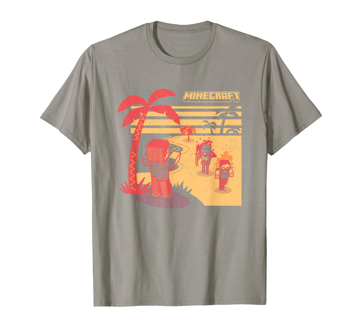 Minecraft Mobs Invading The Beach Retro Poster T-Shirt
