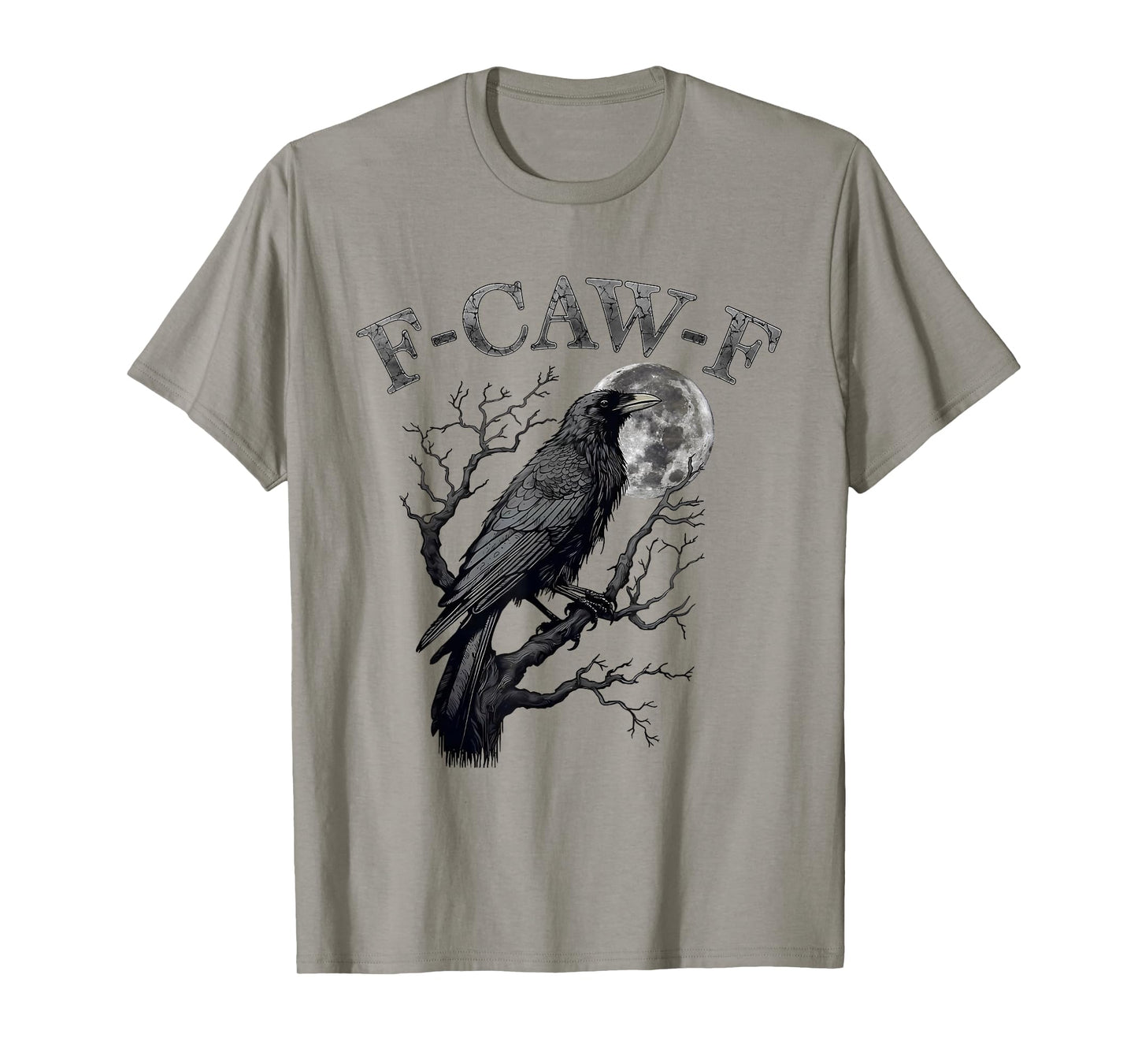Black Crow, F-Caw-F Funny Black Raven Bird Moon Graphic Art T-Shirt