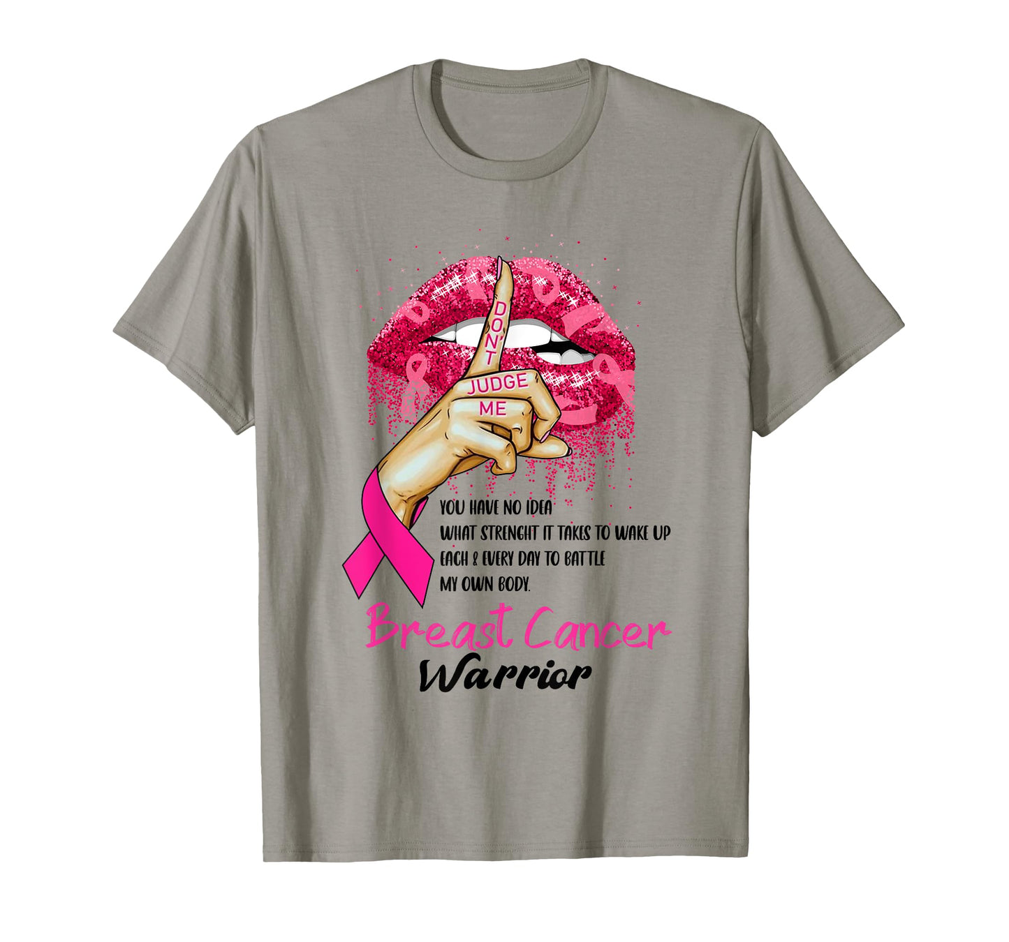 Sexy Pink Lips Pink Ribbon - Don't Judge Me Breast Cancer T-Shirt