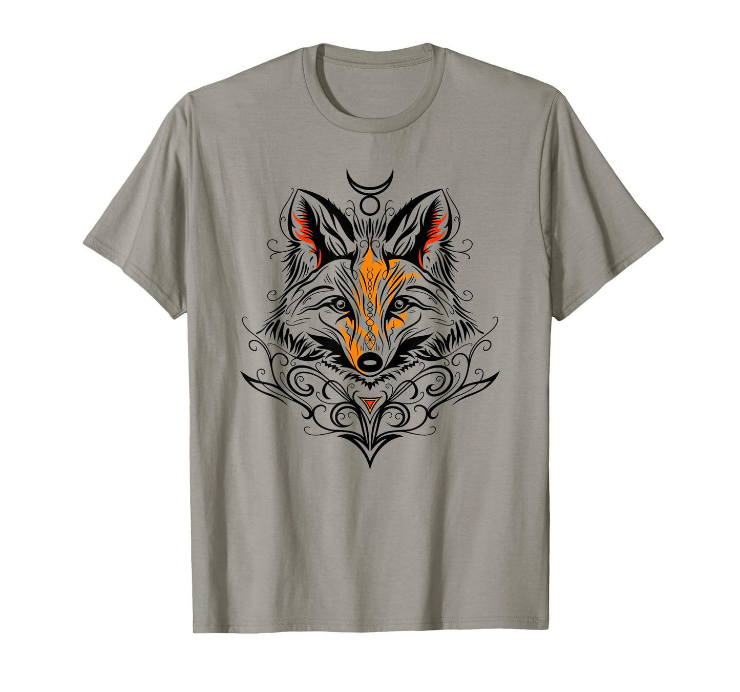 Occult Fox with Tribal Tattoo Fox with Fire and God Symbol T-Shirt