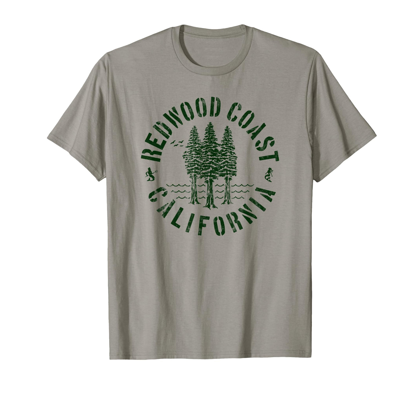 Redwood Coast California Trees Forest Ocean Outdoors Camping T-Shirt