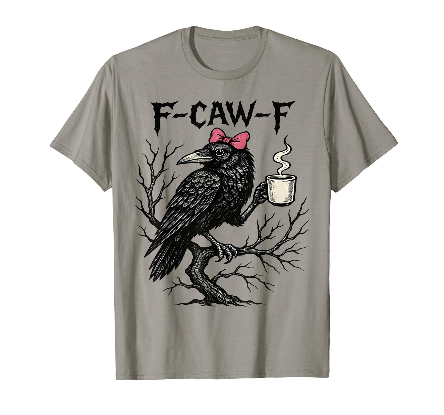 Black Crow F-Caw-F Funny Bird Coquette Bow Halloween T-Shirt