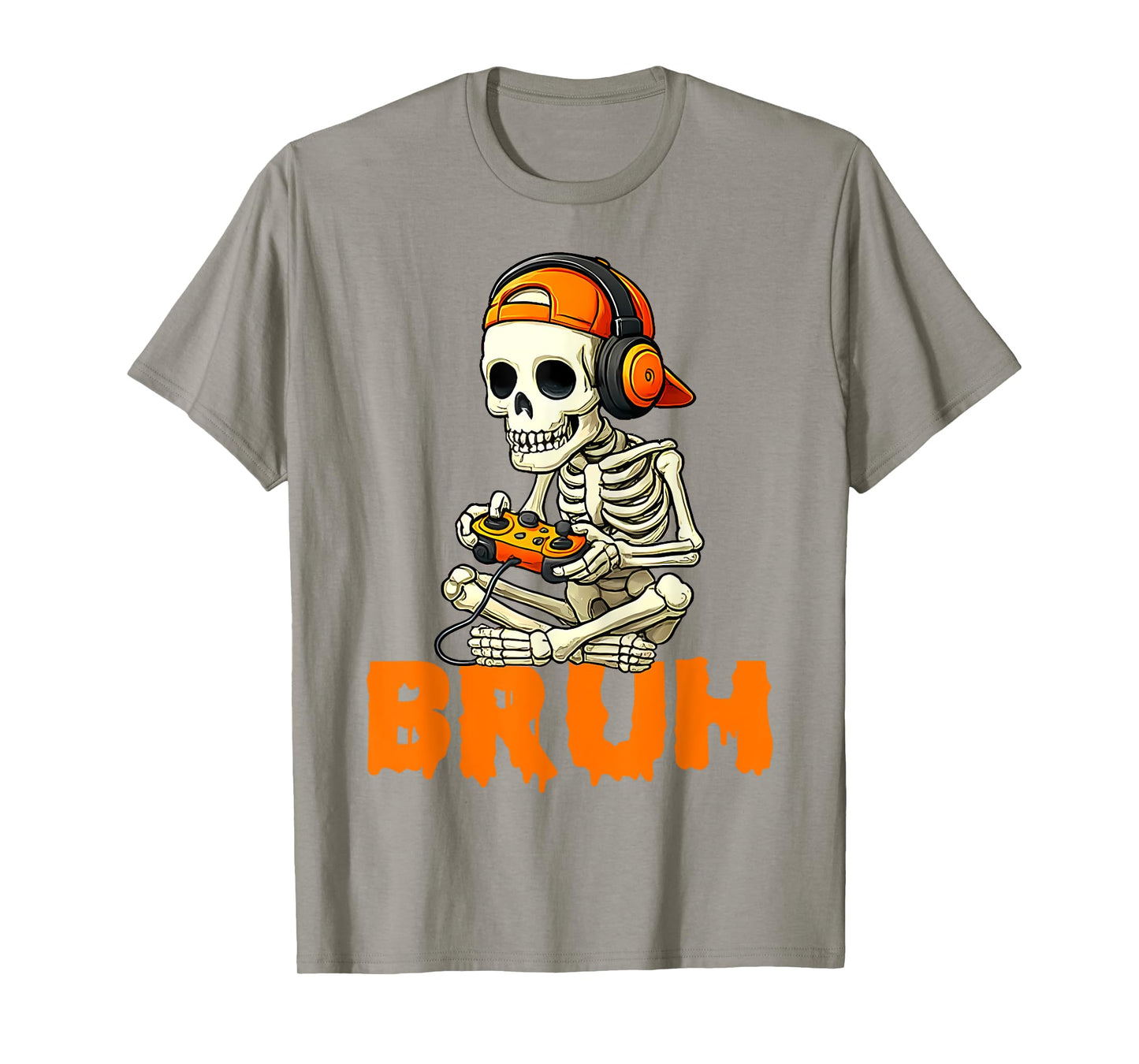 Bruh Halloween Boys Kids Gamer Mens Skeleton Video Gaming T-Shirt