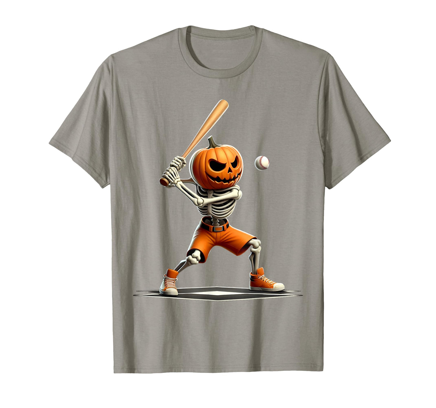 Skeleton Halloween Baseball Pumpkin Costume Boys Kids Women T-Shirt
