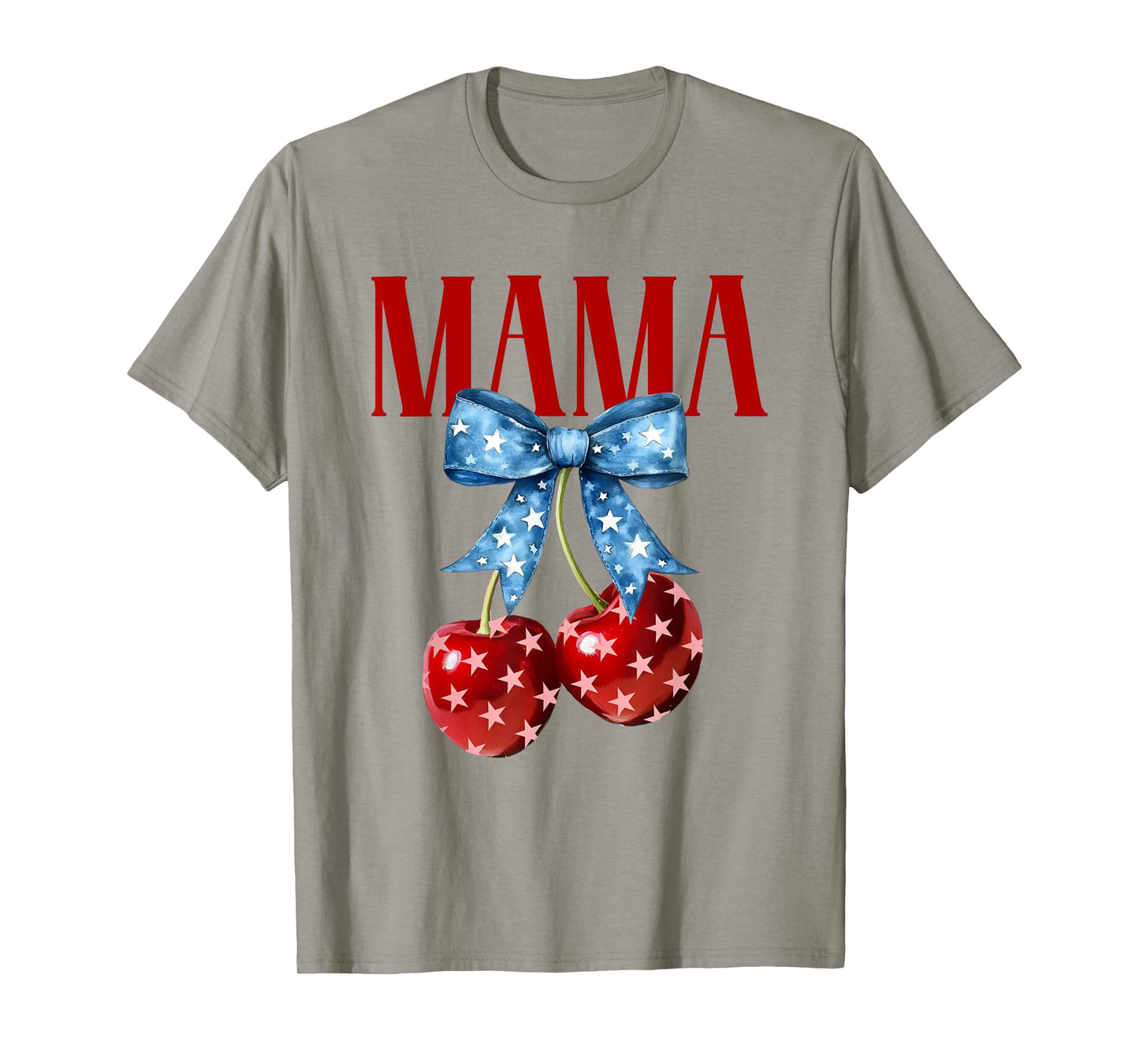 Cute Mama Cherries Coquette Bow Retro Cherry 4th Of July T-Shirt