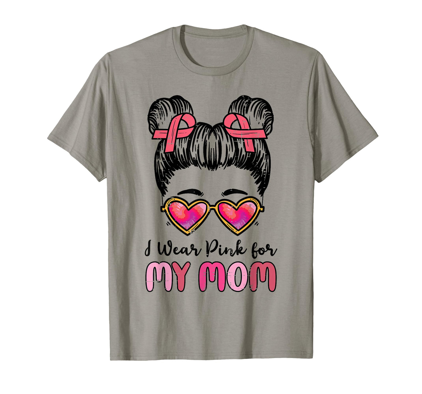I Wear Pink For My Mom Breast Cancer Awareness Girls Kids T-Shirt