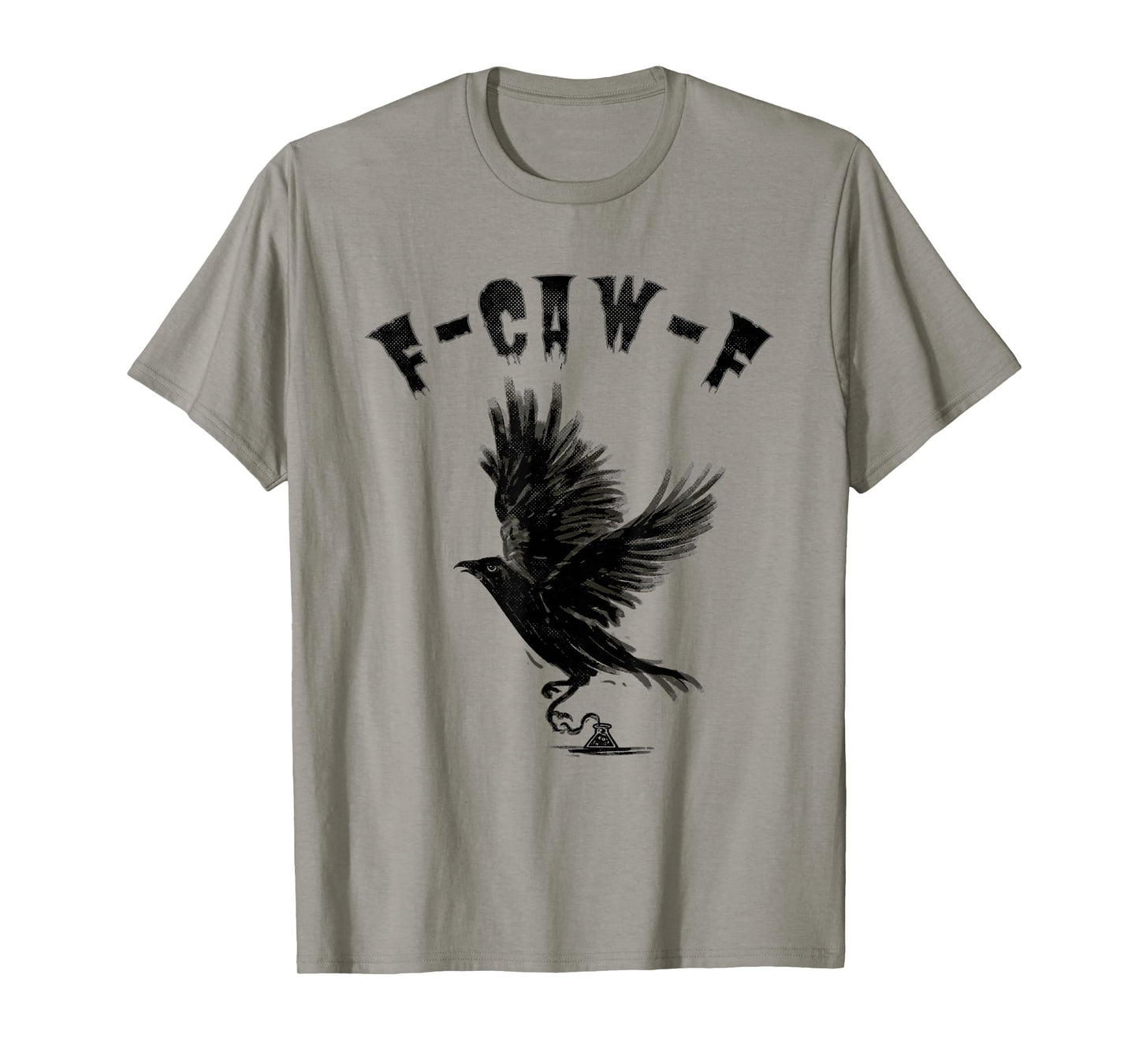 Dark Crow Raven Art F-CAW-F Gothic Flying Bird Design T-Shirt