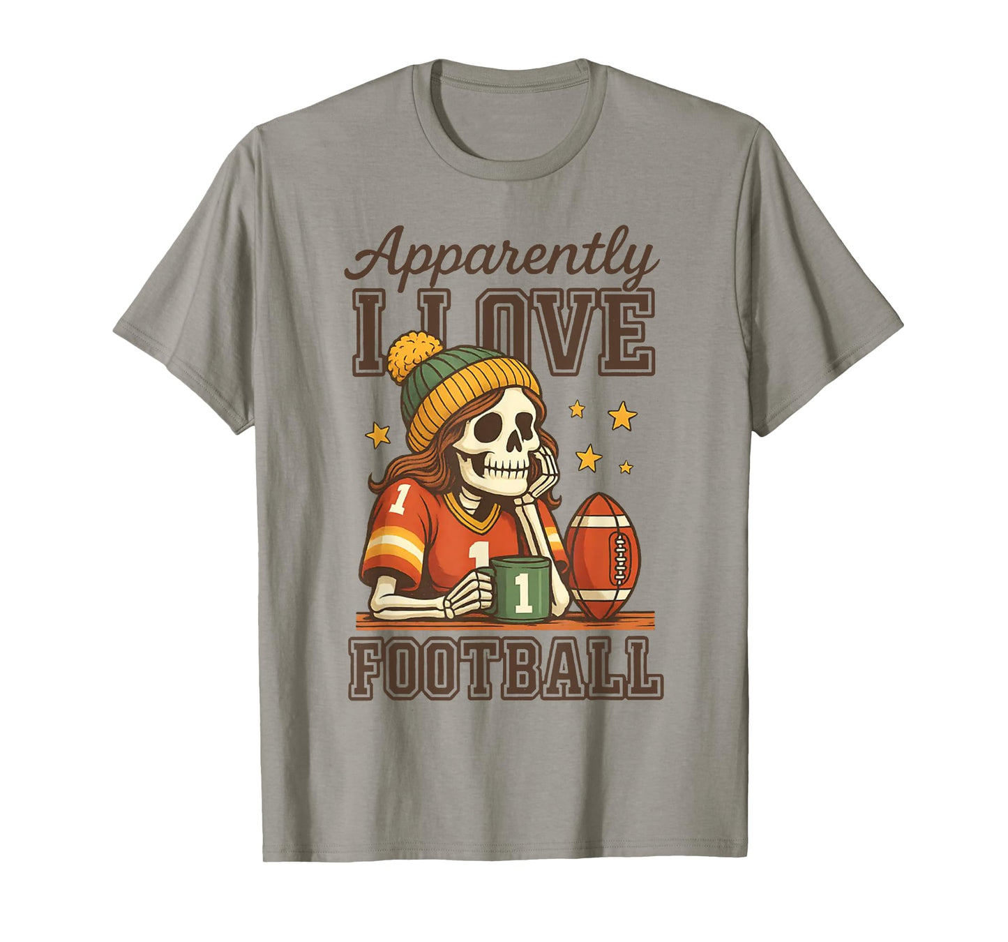 Apparently I Love Football Skeleton Football T-Shirt