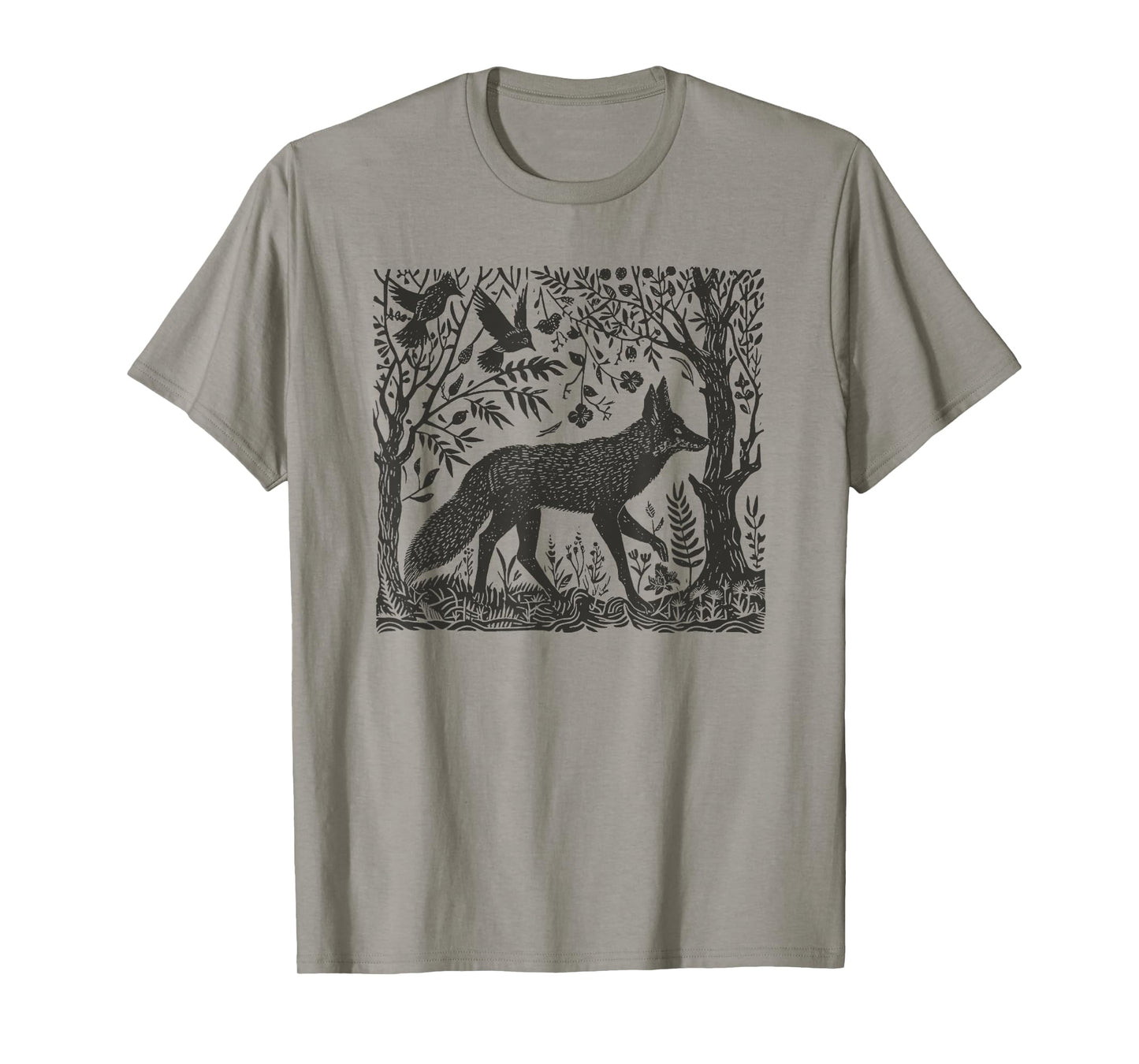 folklore forest fox lino print T-Shirt