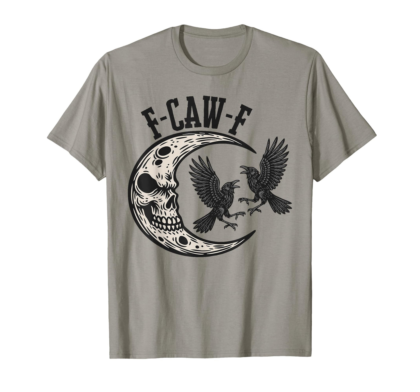 F-Caw-F Black Crow Pun Funny Birds Halloween Gothic Moon T-Shirt