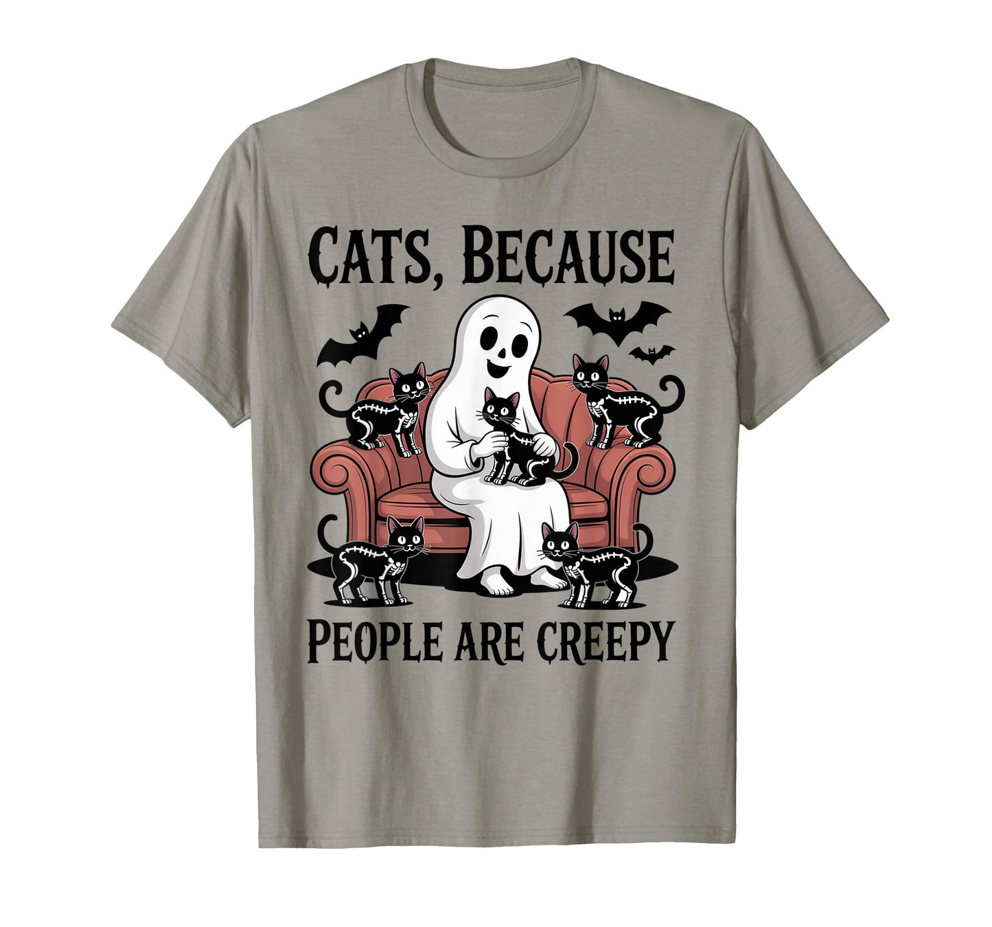 Cats Because People are Creepy Ghost Halloween Cat Mom Kids T-Shirt