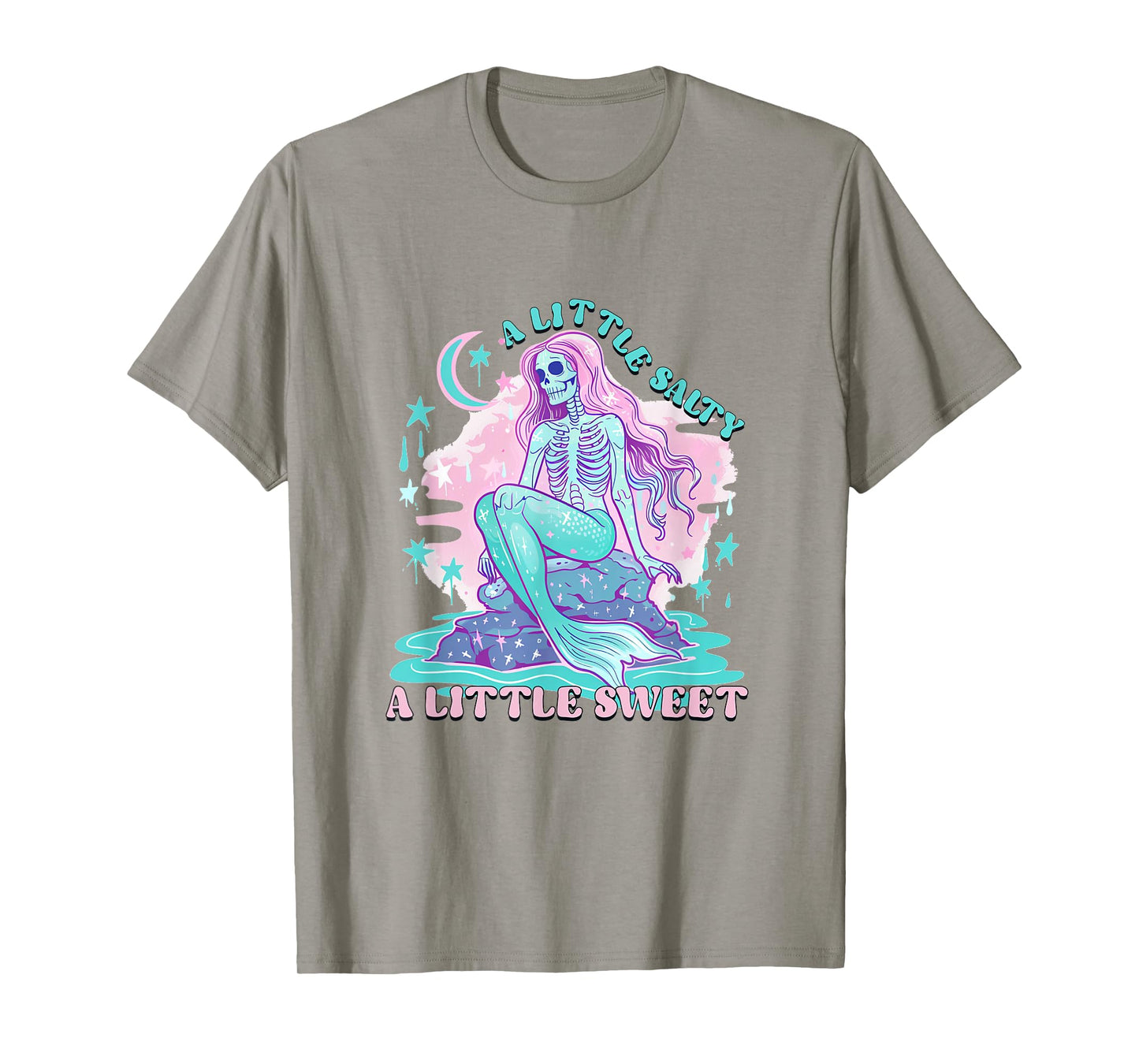 A Little Salty A Little Sweet Mermaid Skeleton Summerween Men Women T-Shirt