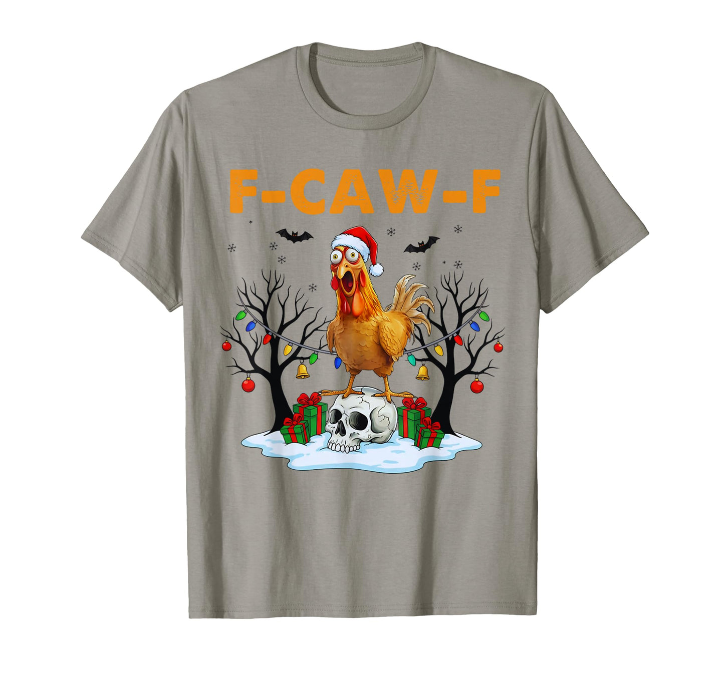 Funny Chicken F-CAW-F Christmas Halloween Skull FcawF Xmas T-Shirt
