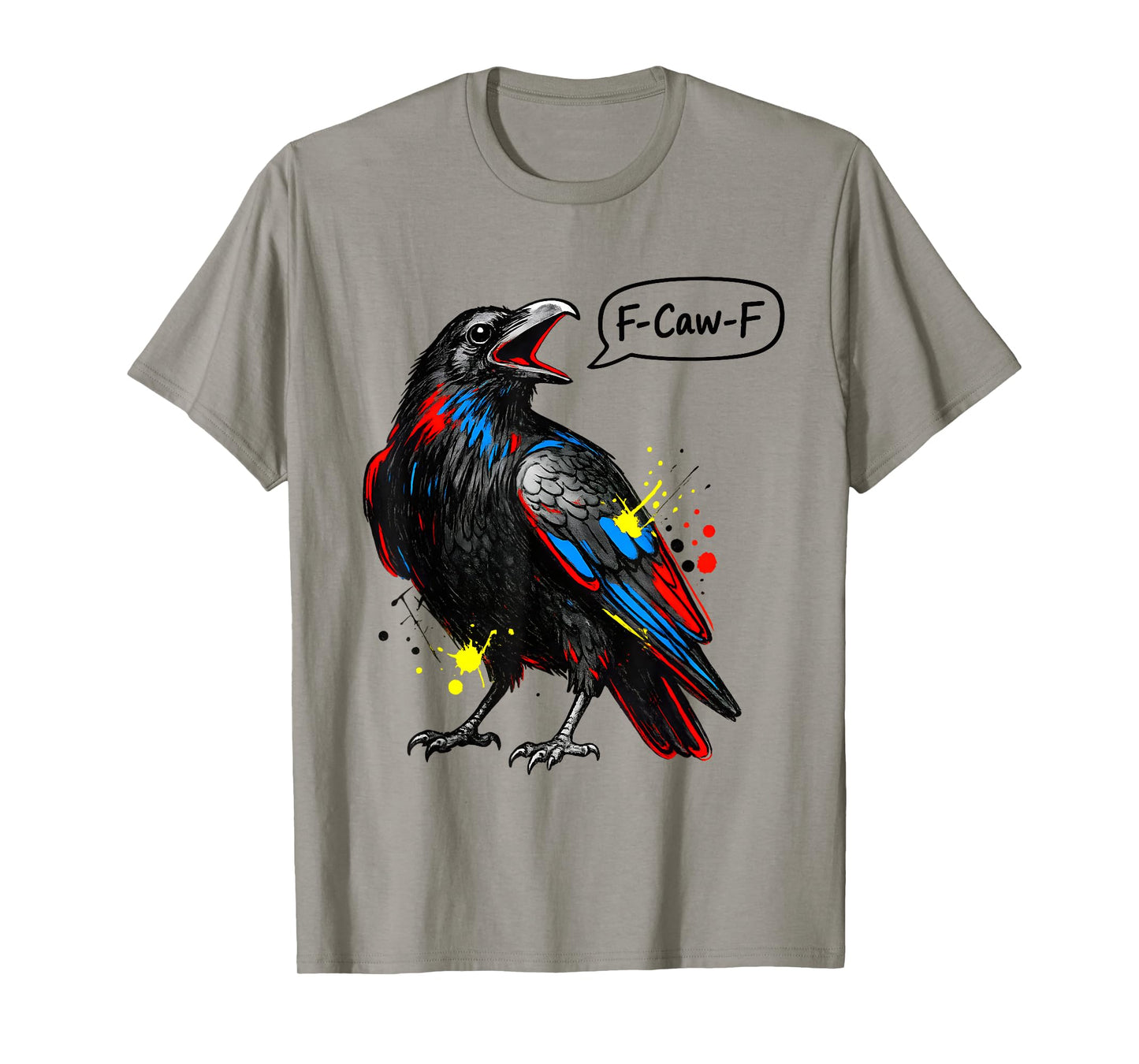 Funny Crow Abstract Line Art F Caw F Meme Quote Graphic T-Shirt