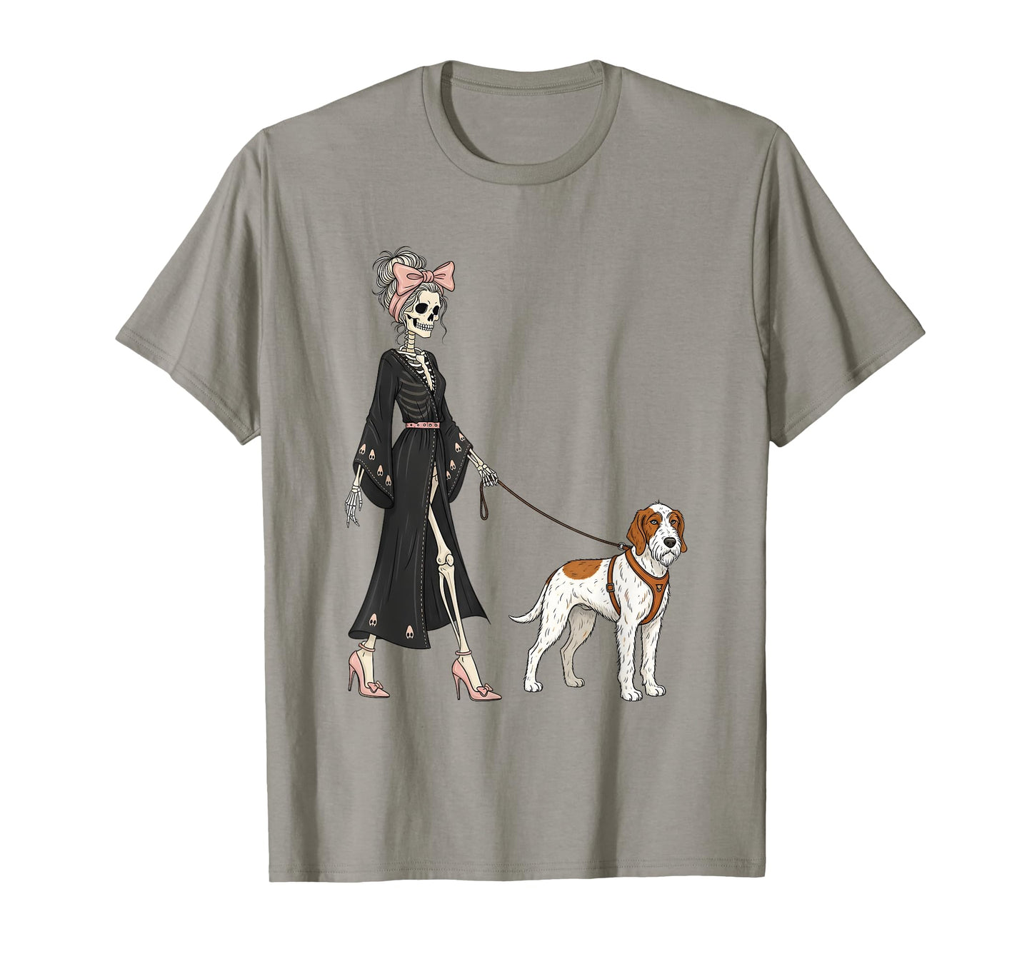 Skeleton Spinone Italiano Dog Walking Halloween Women T-Shirt