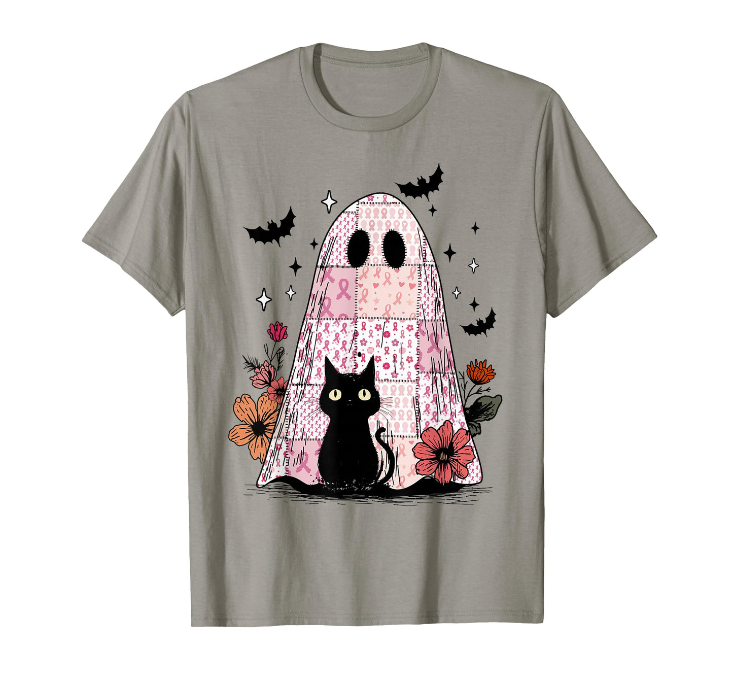 in October We Wear Pink Breast Cancer Awareness Black Cat T-Shirt