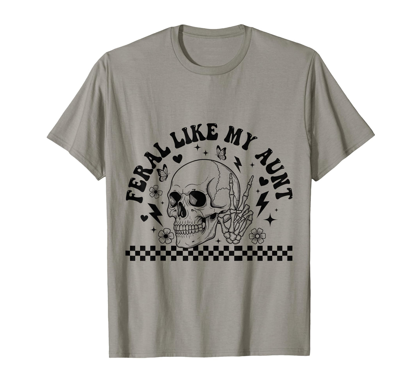 Feral Like My Aunt Funny Skeleton Hands Retro T-Shirt