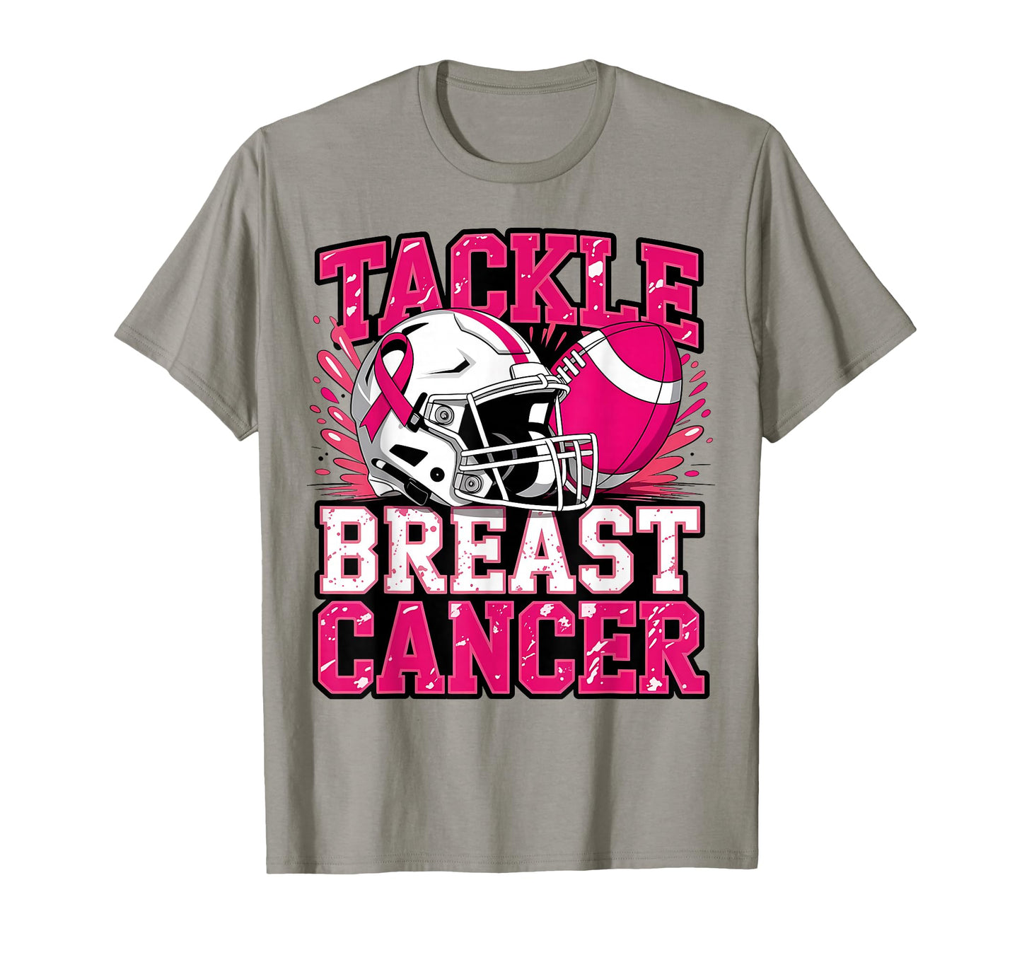 Tackle Breast Cancer Awareness American Football Pink Ribbon T-Shirt