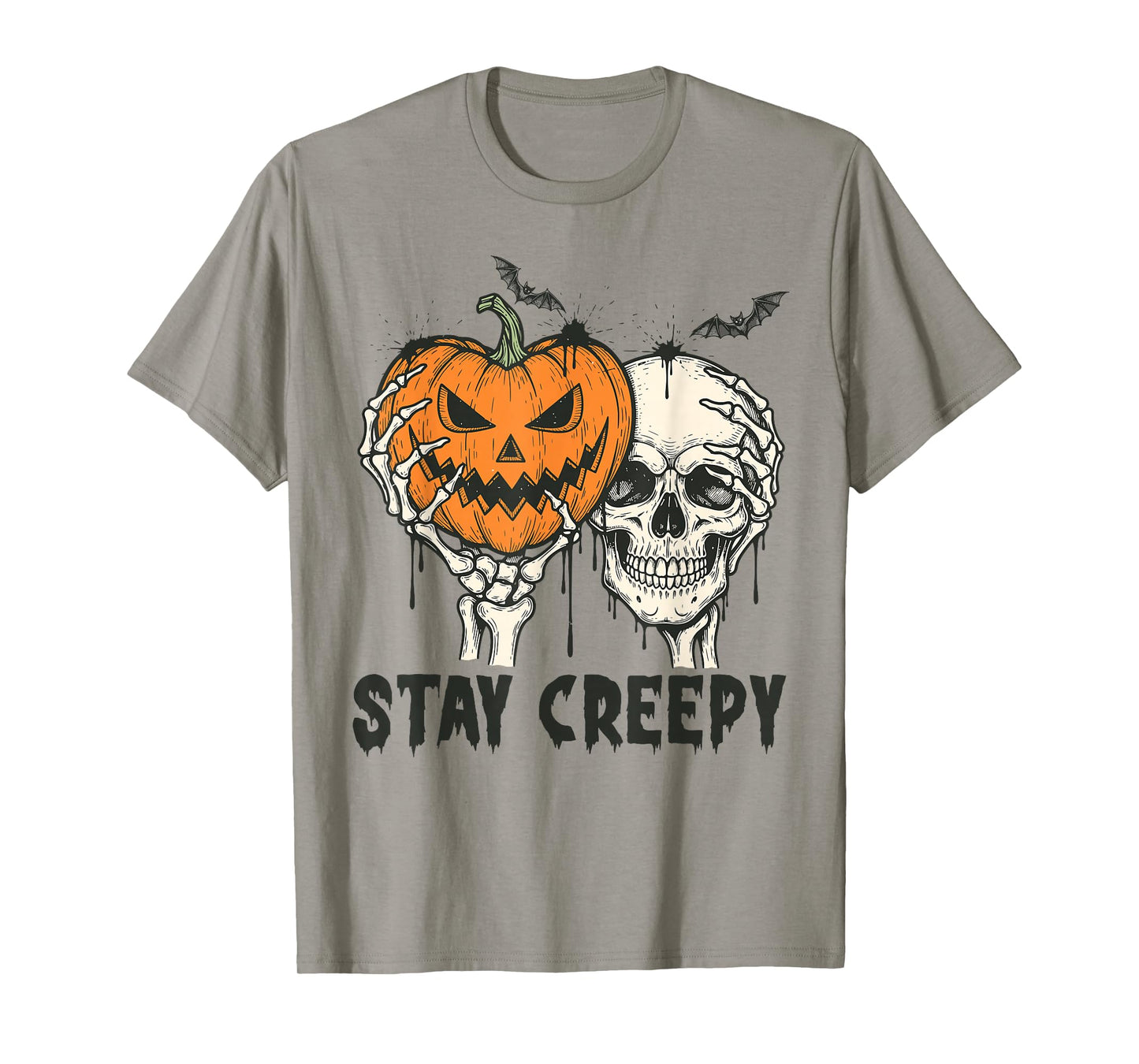 Stay Creepy Dripping Heart Halloween Skeleton Hand Spooky T-Shirt