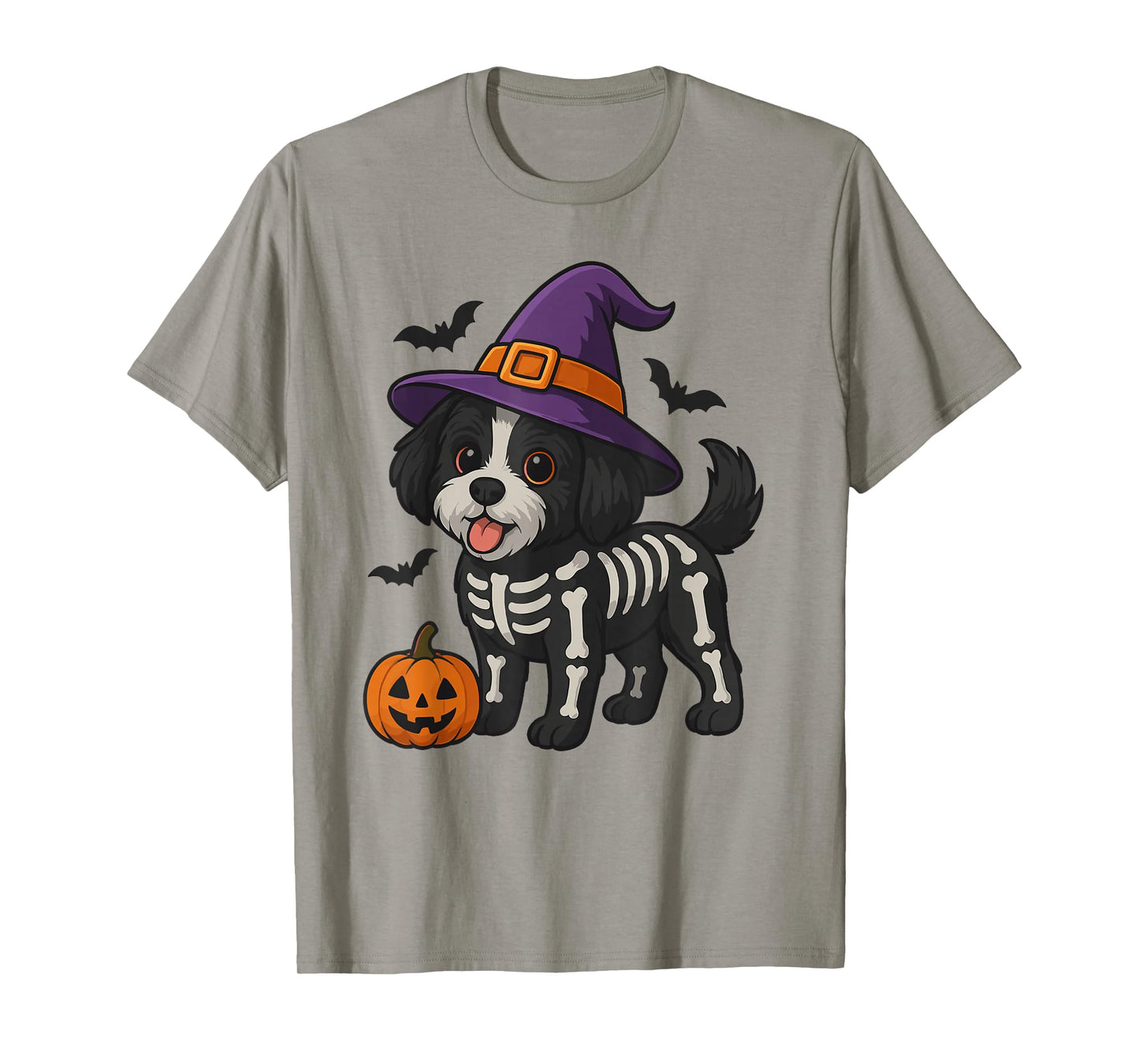 Shih Tzu Skeleton Halloween Spooky Trick or Treat T-Shirt
