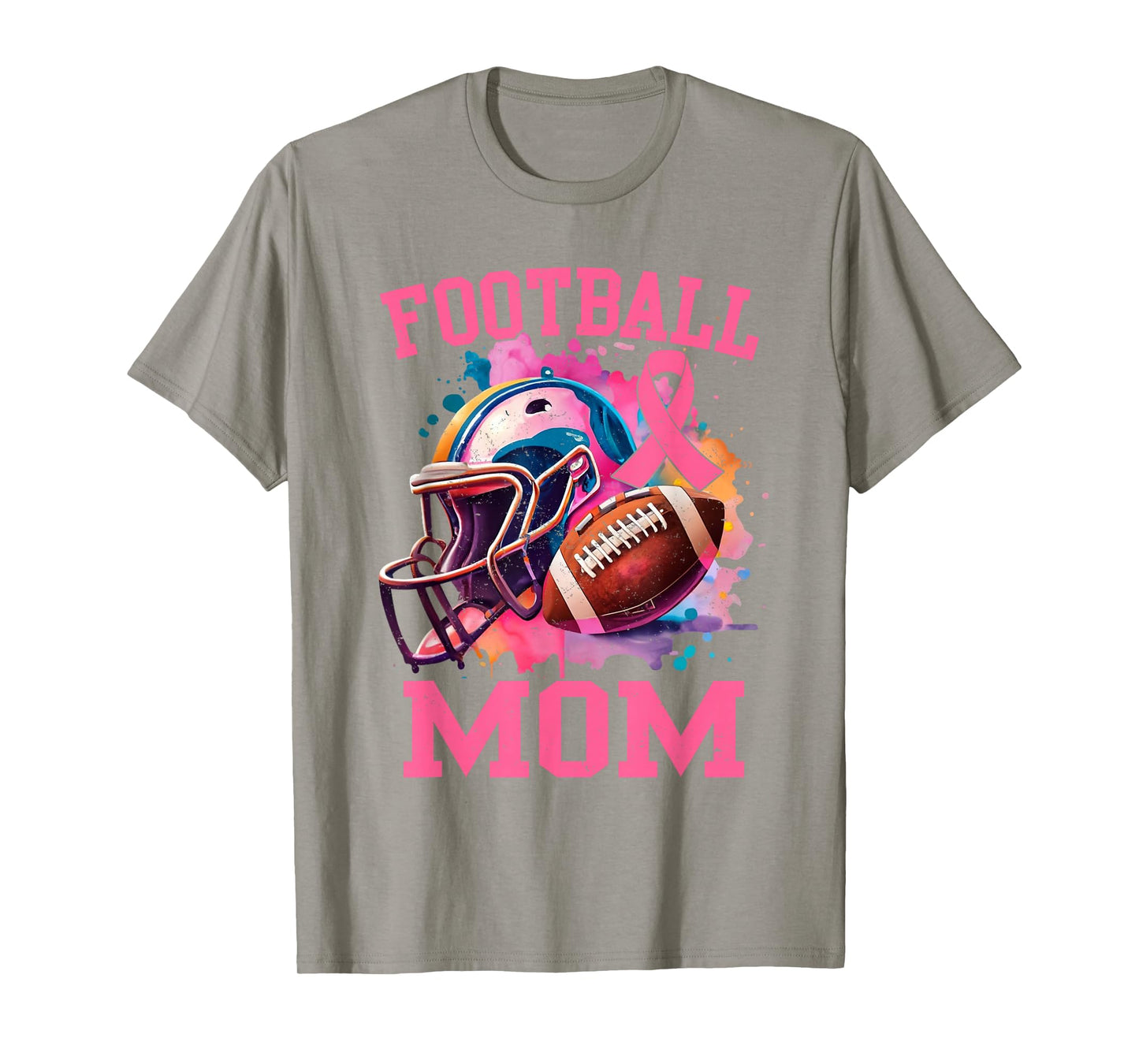 in October We Wear Pink Football Mom Breast Cancer Warrior T-Shirt