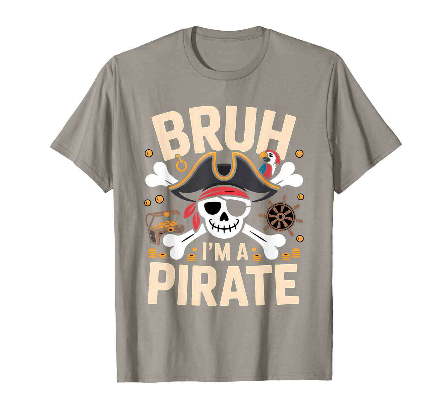 Bruh I'm A Pirate Skeleton Funny Halloween Costume Kids Boy T-Shirt